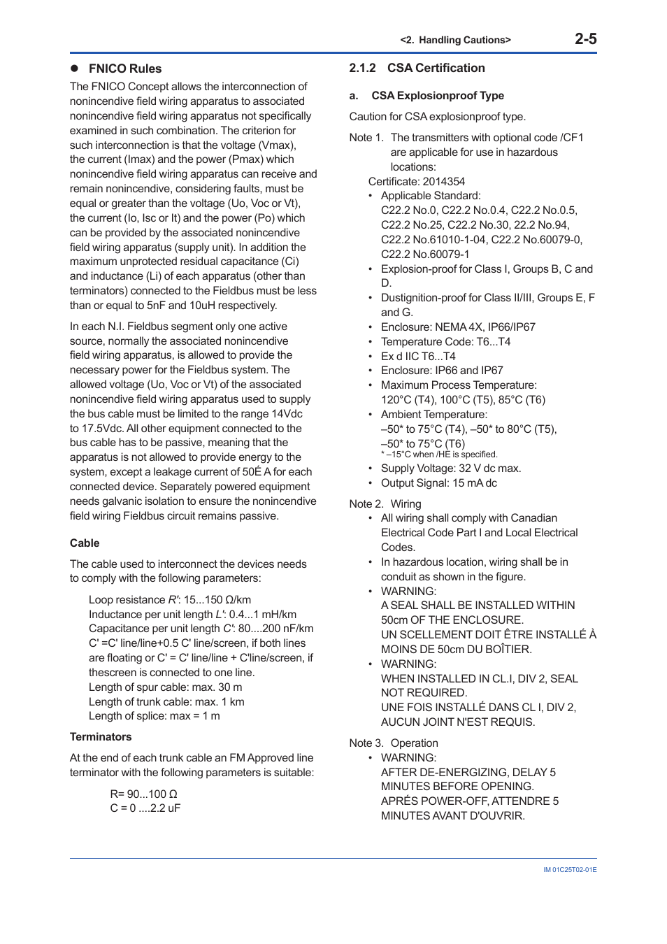 2 csa certification, Csa certification -5 | Yokogawa EJX930A User Manual | Page 16 / 170