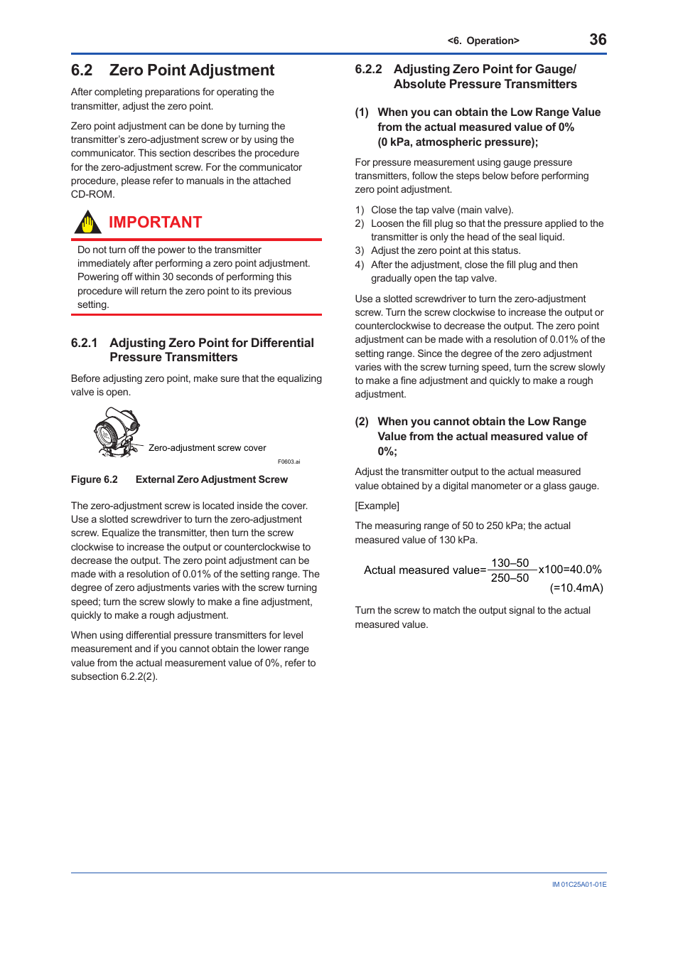 2 zero point adjustment, Zero point adjustment, Important | Yokogawa EJX115A User Manual | Page 38 / 52