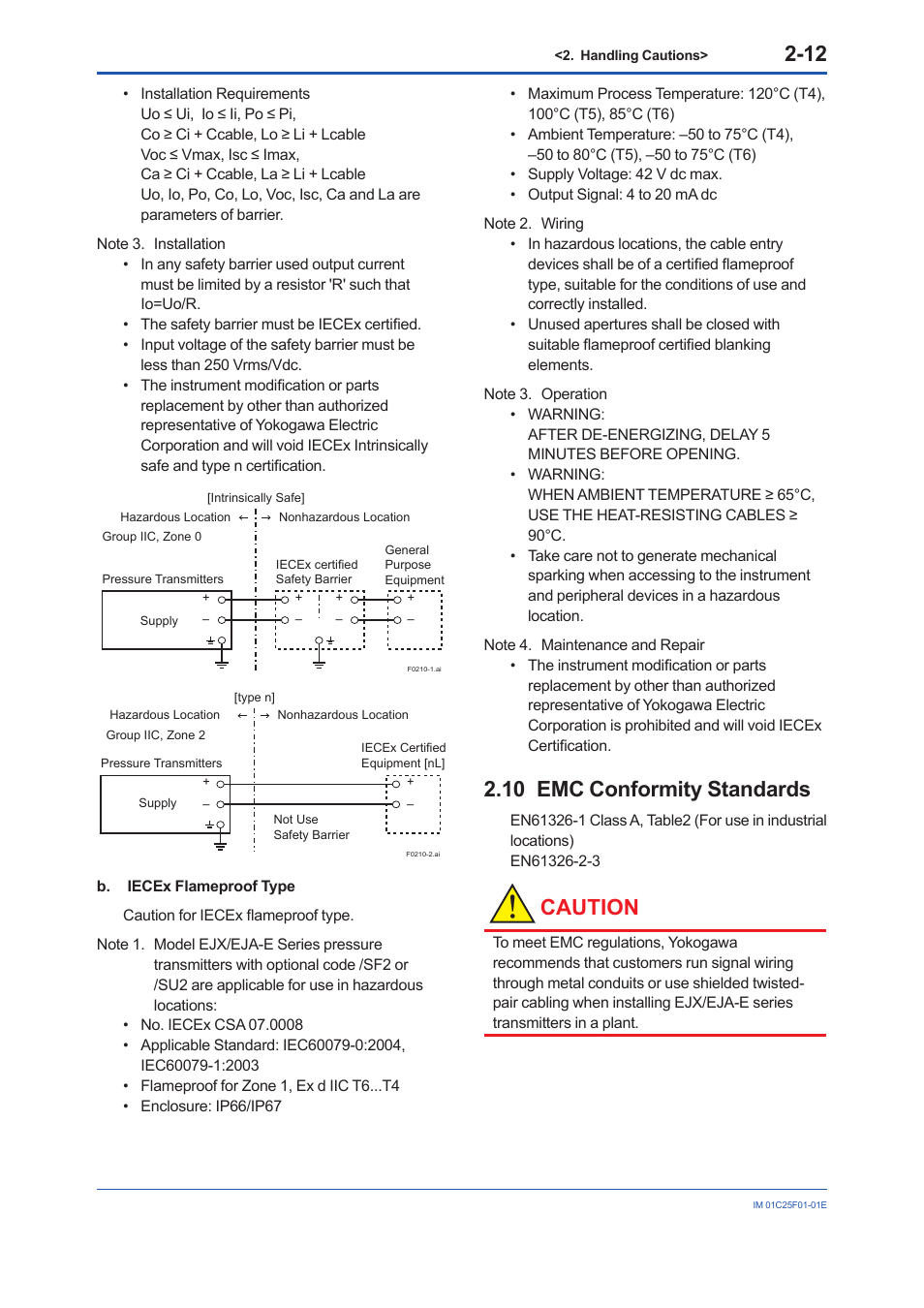 10 emc conformity standards, Emc conformity standards -12, Caution | Yokogawa EJA530E User Manual | Page 19 / 52
