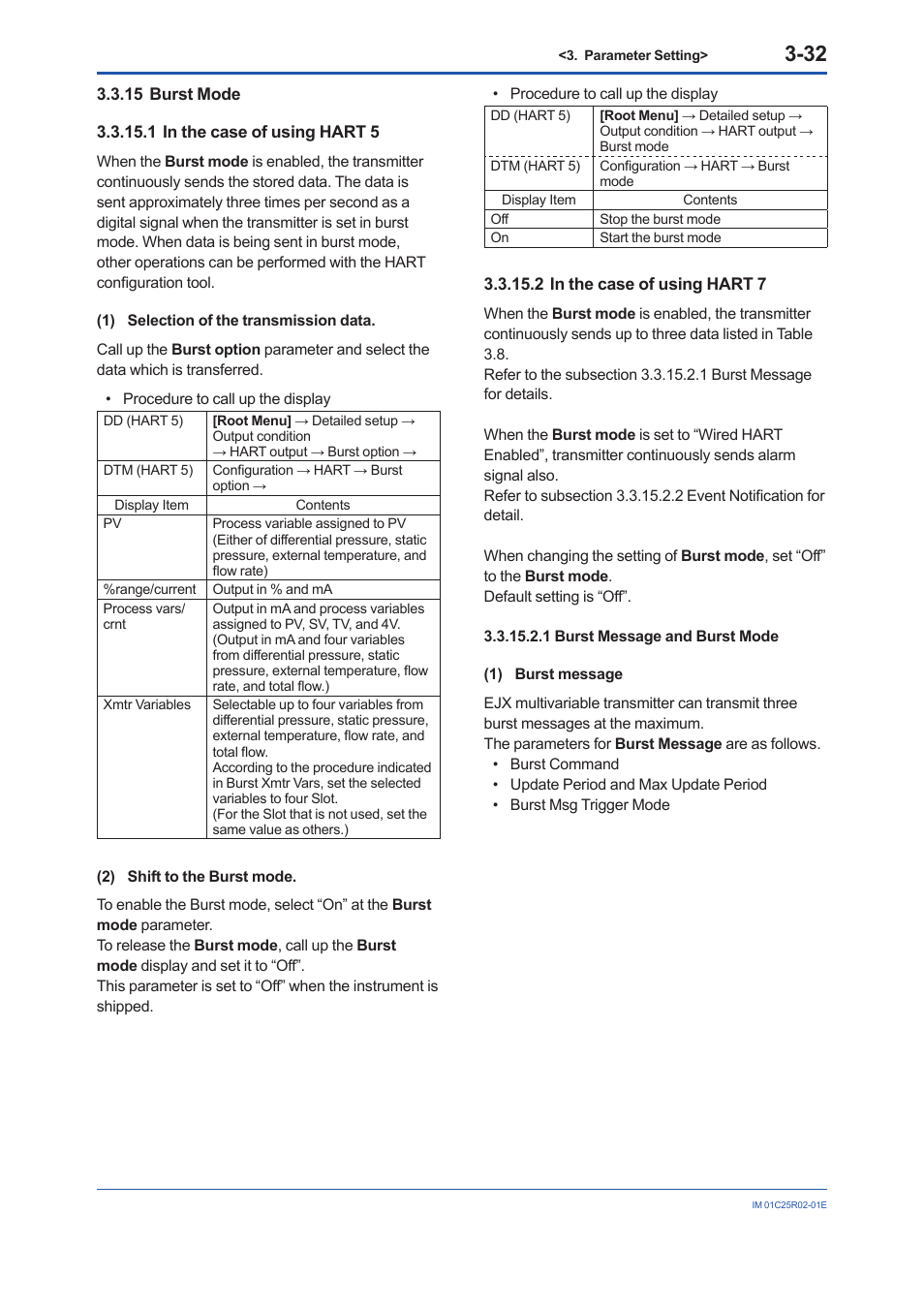 15 burst mode, 1 in the case of using hart 5, 2 in the case of using hart 7 | Yokogawa EJX930A User Manual | Page 43 / 103