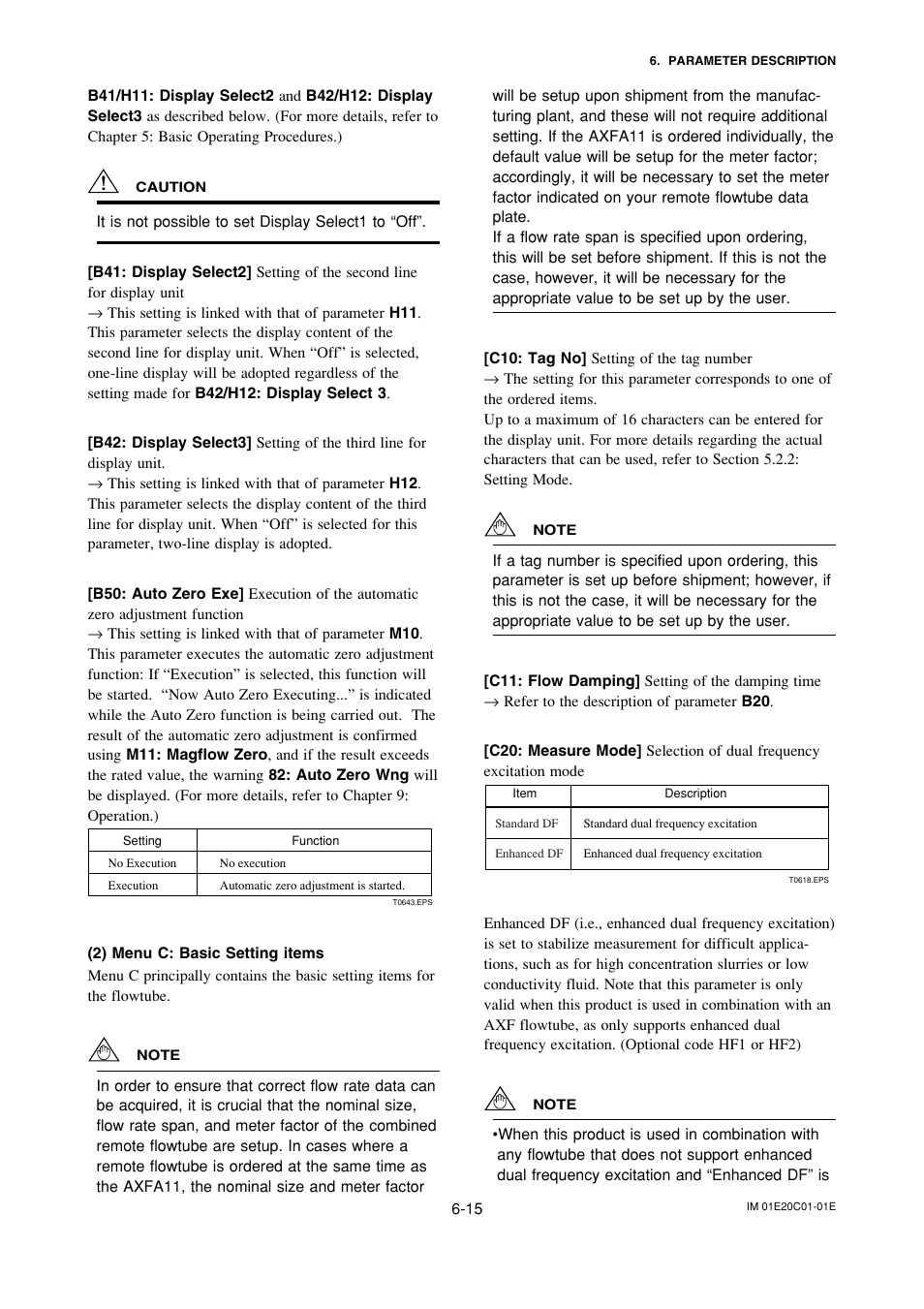2) menu c: basic setting items, 2) menu c: basic setting items -15 | Yokogawa ADMAG AXF User Manual | Page 44 / 112