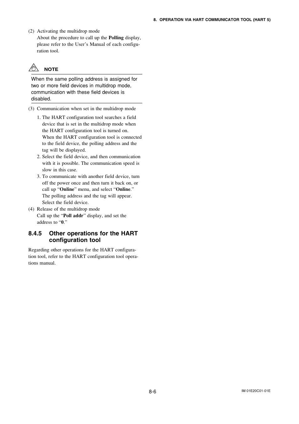 5 other operations for the hartconfiguration tool | Yokogawa ADMAG AXF User Manual | Page 82 / 112