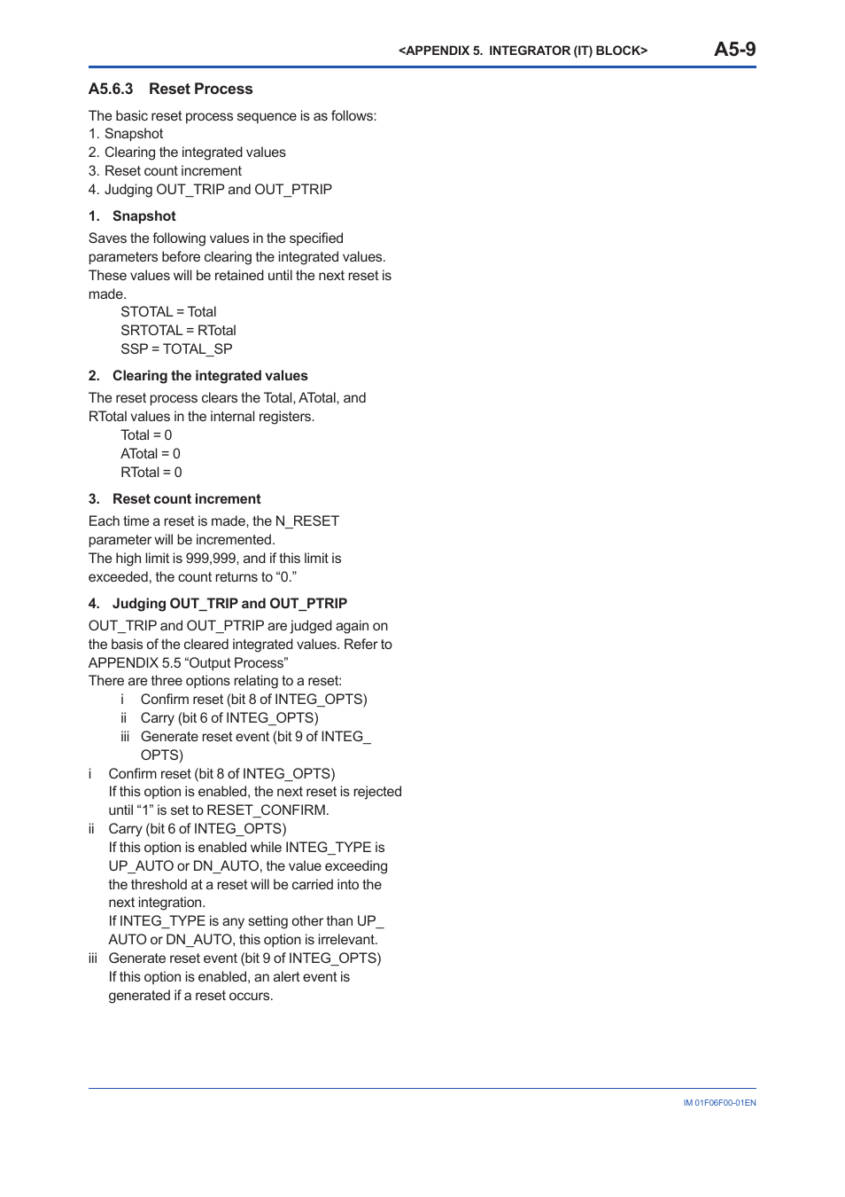 A5.6.3 reset process, A5.6.3 reset, Process | A5-9 | Yokogawa digitalYEWFLO (DY-FF) User Manual | Page 105 / 168