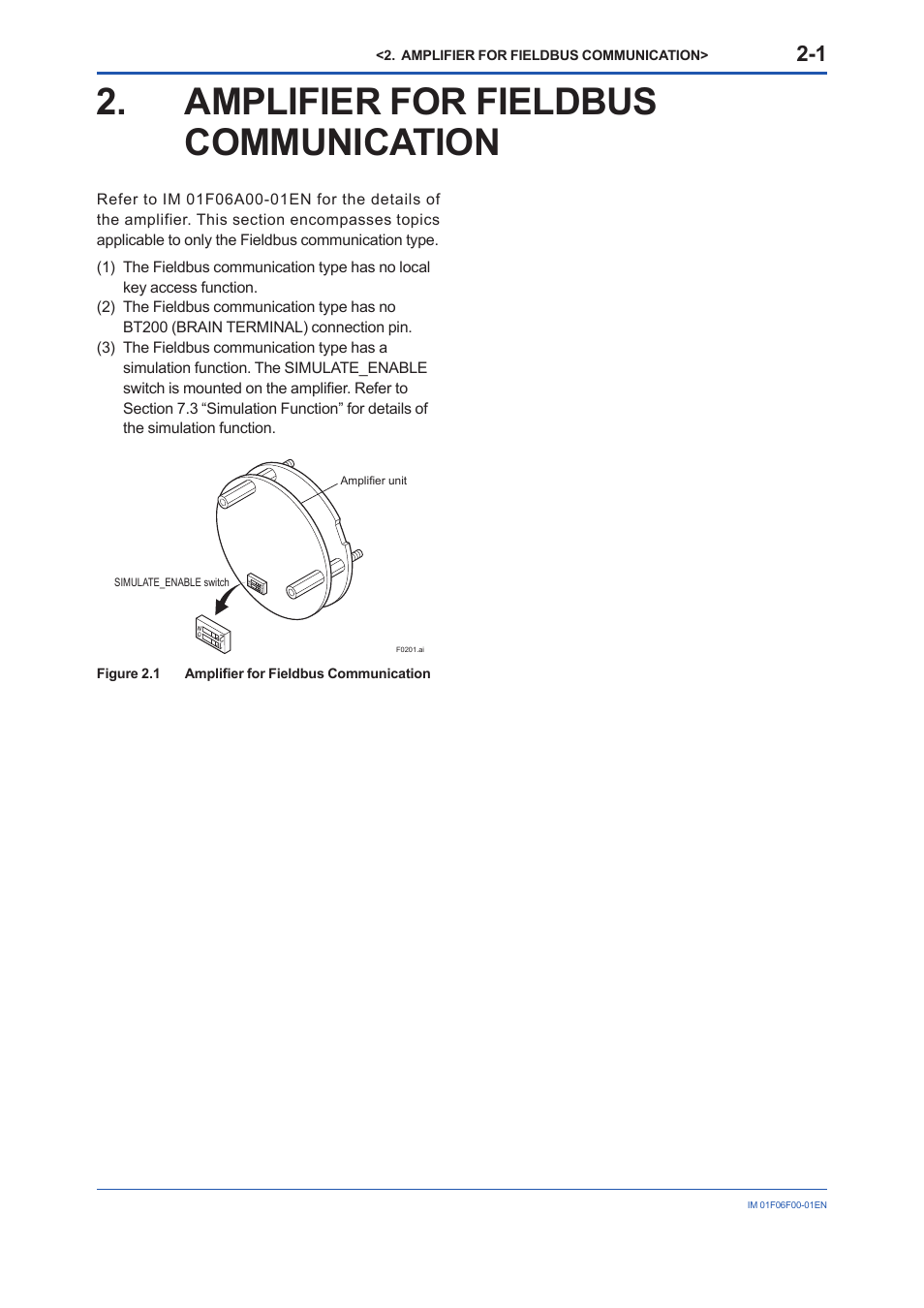 Amplifier for fieldbus communication, Amplifier for fieldbus communication -1 | Yokogawa digitalYEWFLO (DY-FF) User Manual | Page 11 / 168