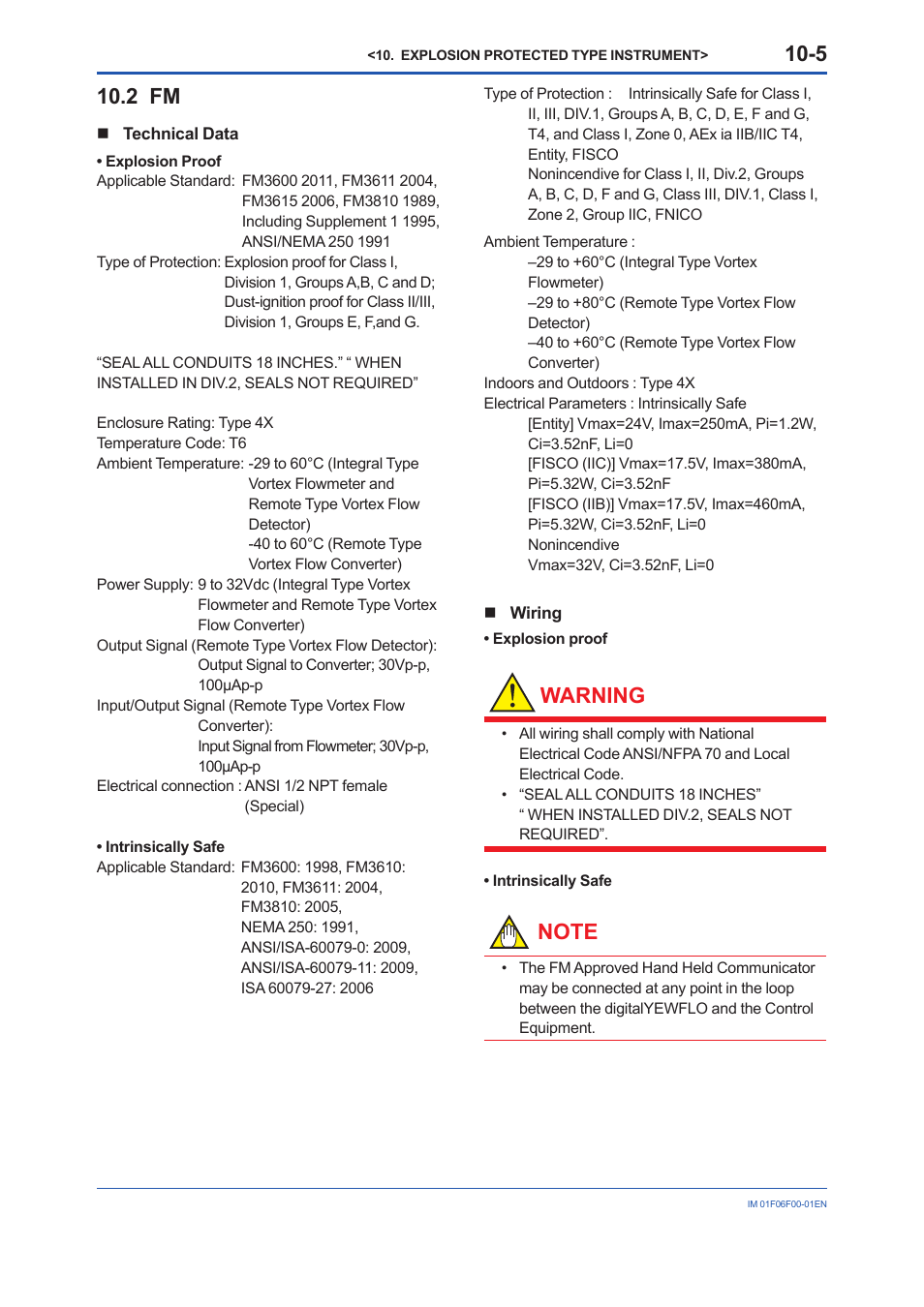 2 fm, Warning | Yokogawa digitalYEWFLO (DY-FF) User Manual | Page 54 / 168