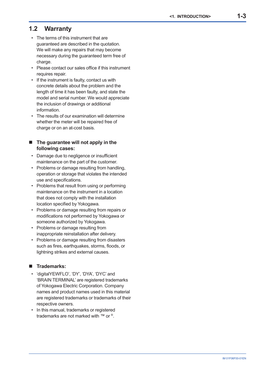 2 warranty | Yokogawa digitalYEWFLO (DY-FF) User Manual | Page 9 / 168