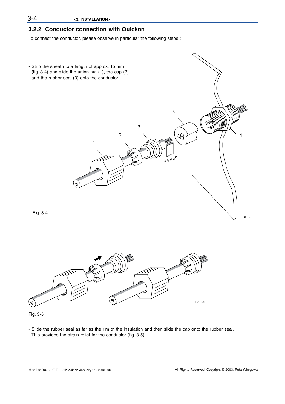 2 conductor connection with quickon, 2 conductor connection with quickon -4 | Yokogawa RAKD User Manual | Page 18 / 72