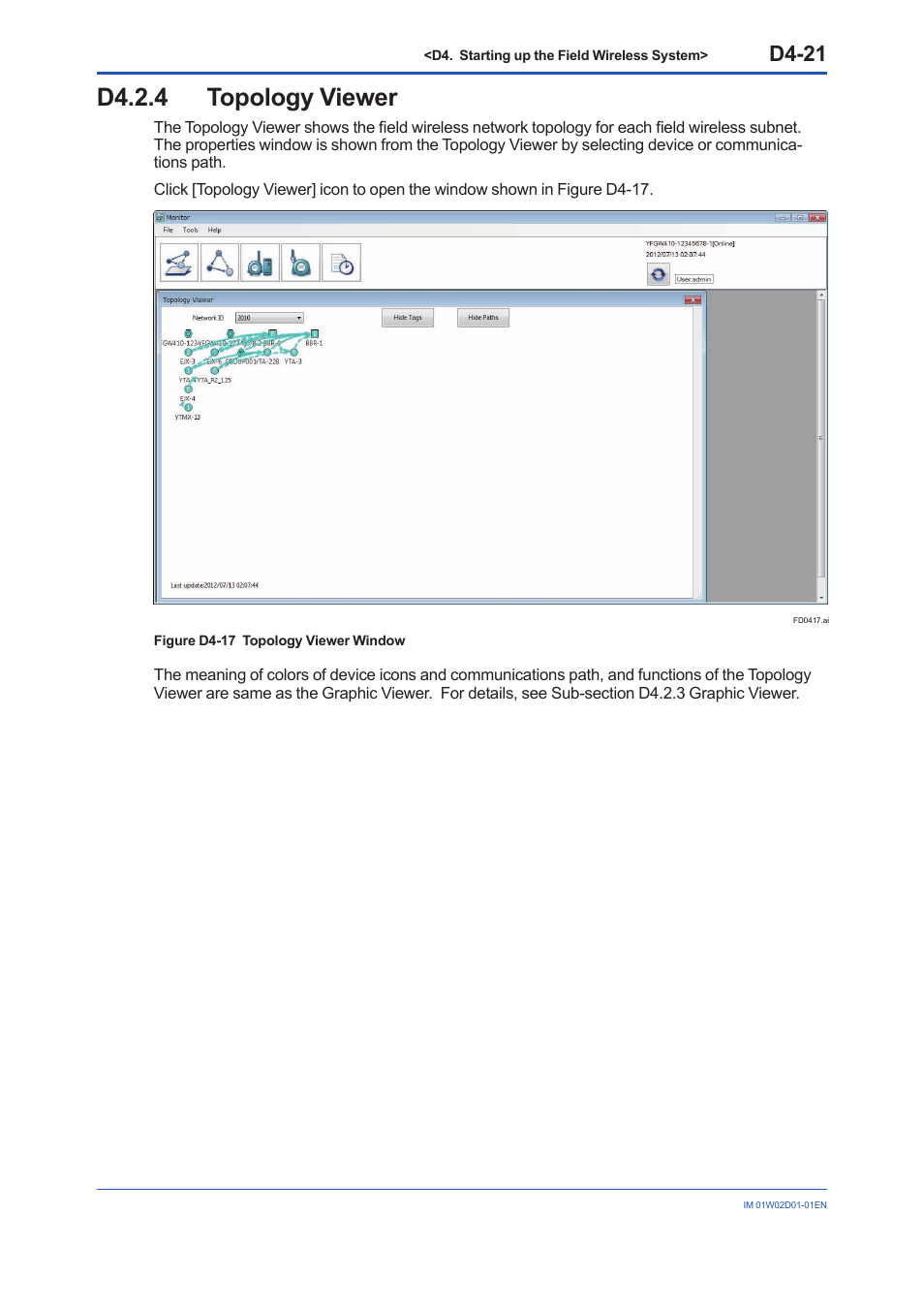 D4.2.4 topology viewer, D4.2.4, D4-21 | Yokogawa YFGW410 User Manual | Page 158 / 202