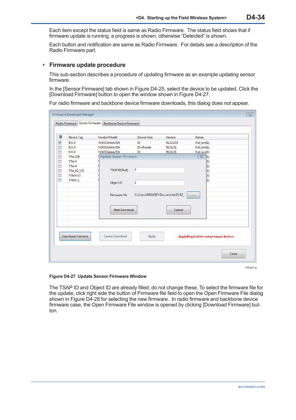D4-34, Firmware update procedure | Yokogawa YFGW410 User Manual | Page 171 / 202