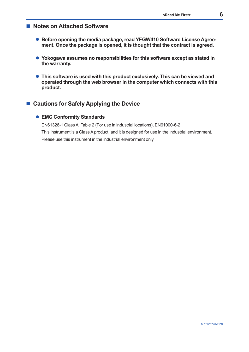 Ncautions for safely applying the device | Yokogawa YFGW410 User Manual | Page 6 / 14