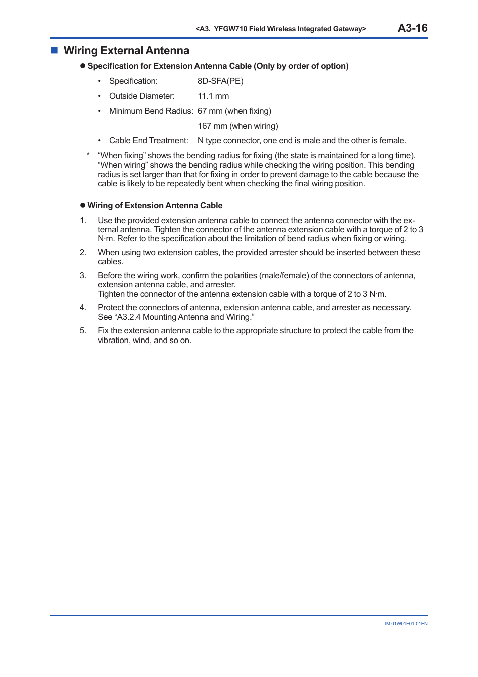 A3-16, Nwiring external antenna | Yokogawa YFGW710 User Manual | Page 36 / 194