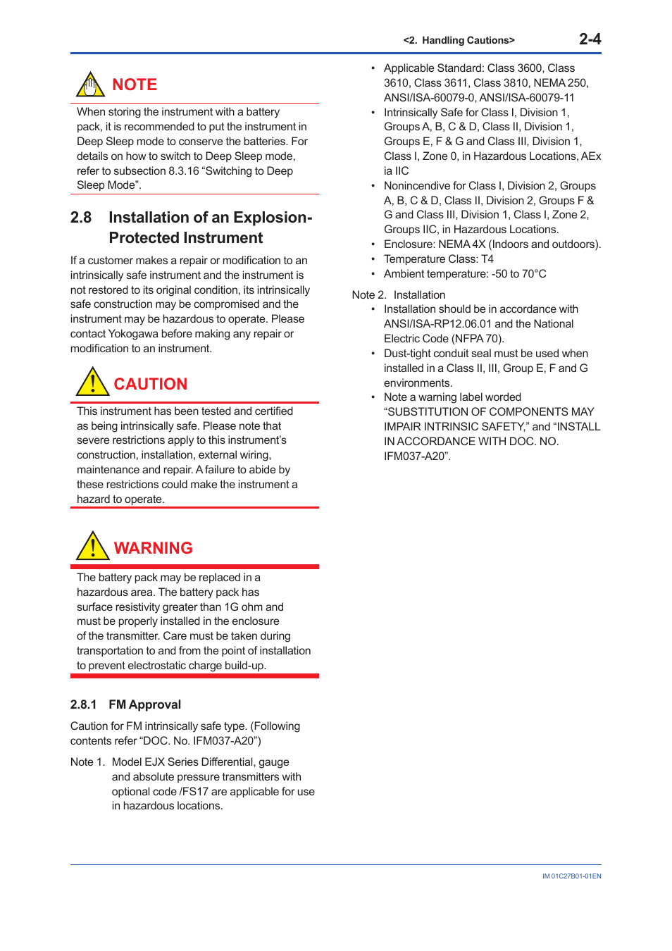 1 fm approval, Fm approval -4, Caution | Warning | Yokogawa EJX430B User Manual | Page 12 / 110