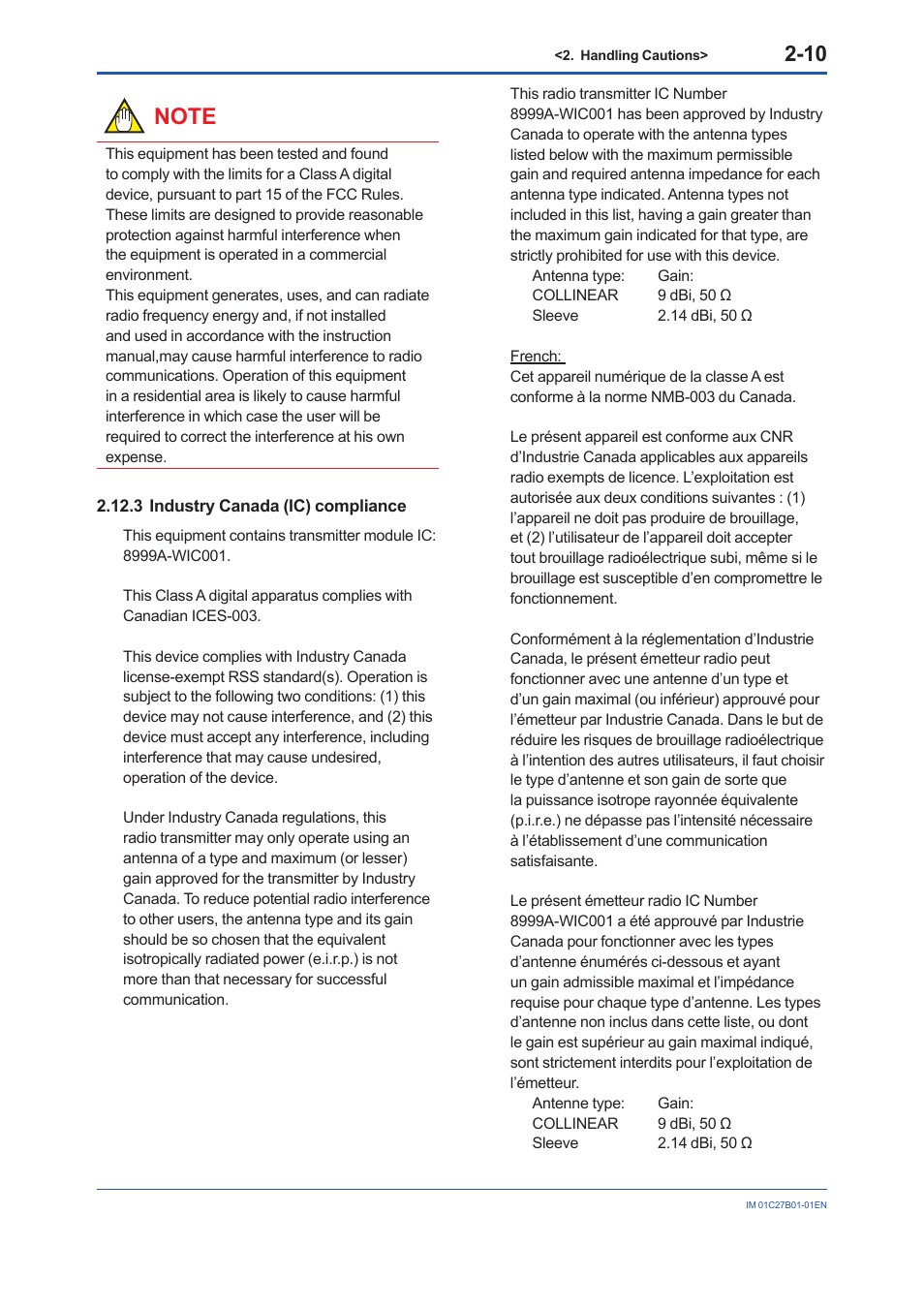 3 industry canada (ic) compliance, Industry canada (ic) compliance -10 | Yokogawa EJX430B User Manual | Page 18 / 110