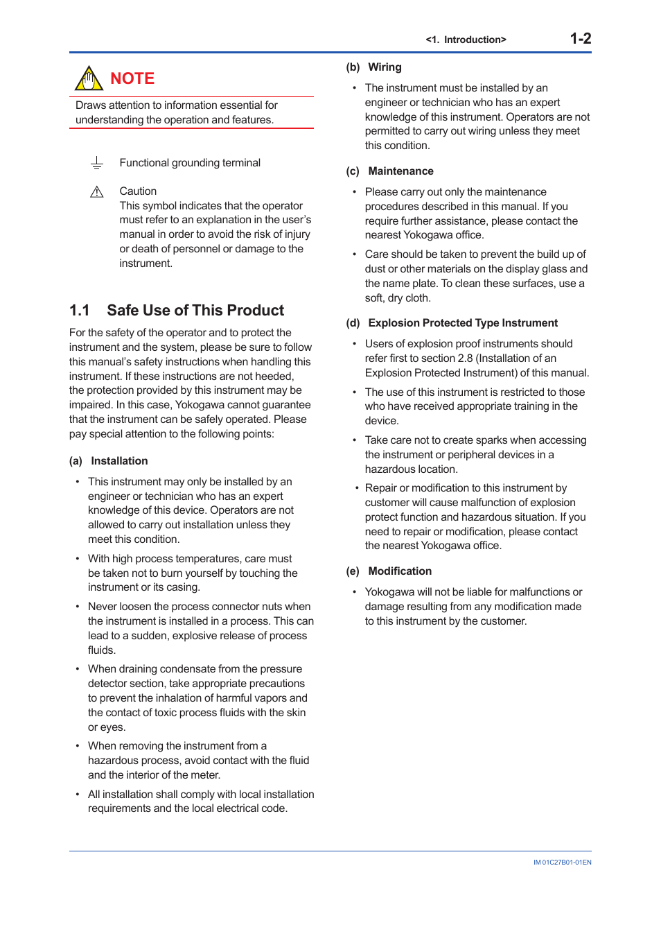 1 safe use of this product, Safe use of this product -2 | Yokogawa EJX430B User Manual | Page 6 / 110