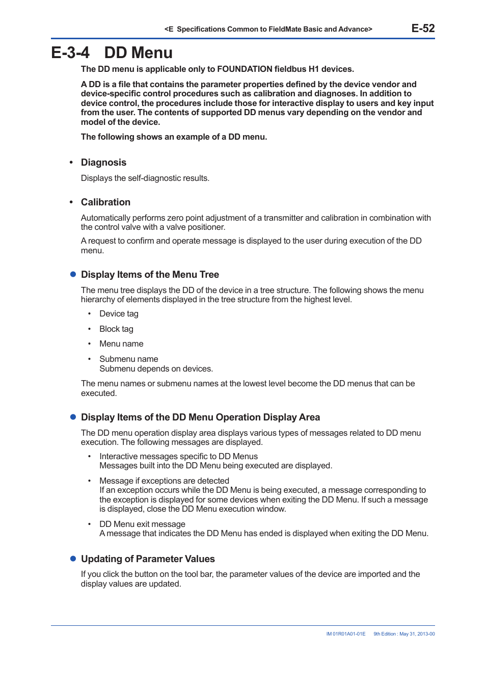 E-3-4 dd menu, E-52 | Yokogawa FieldMate User Manual | Page 102 / 384