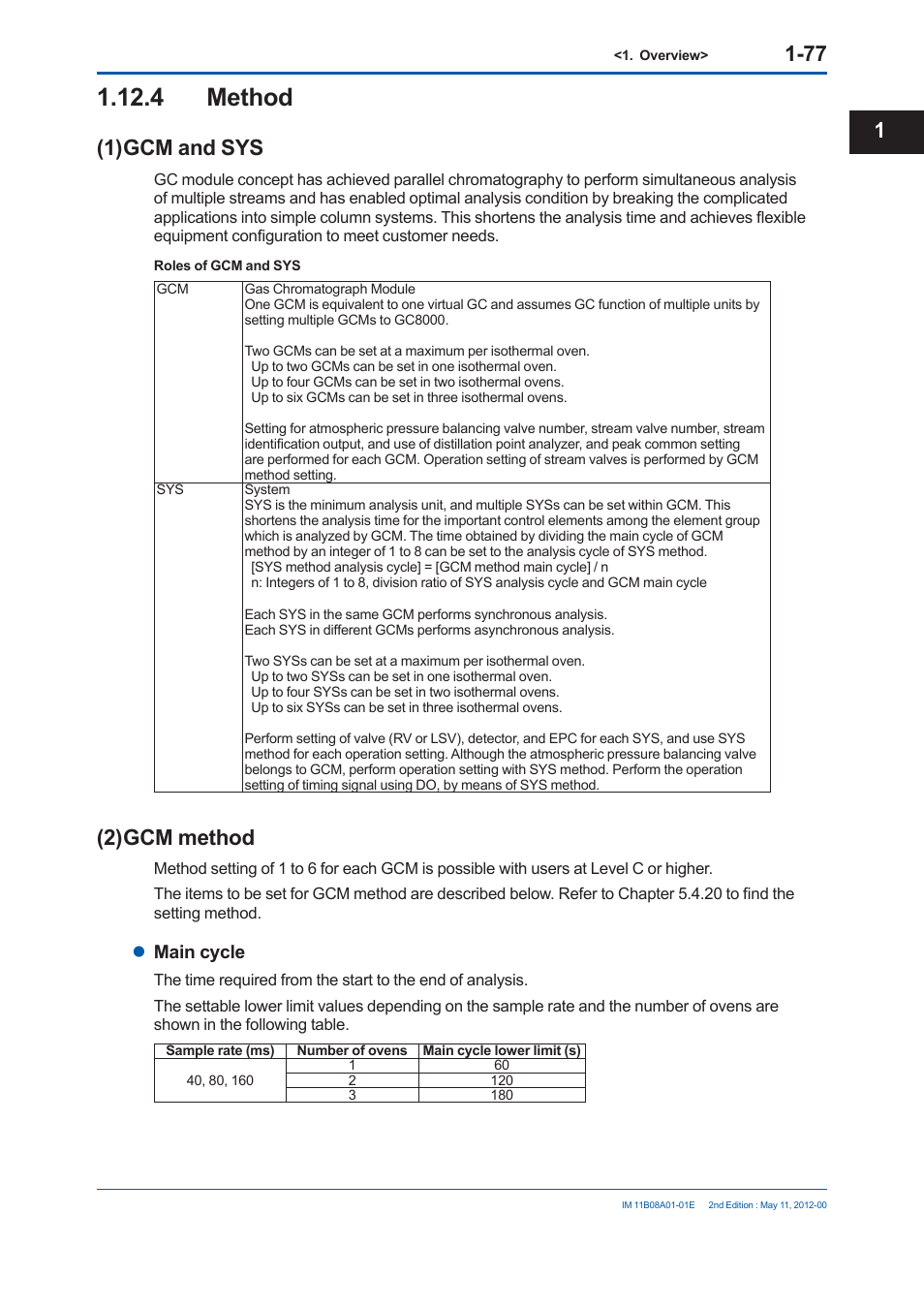 4 method, 1) gcm and sys, 2) gcm method | Main cycle | Yokogawa GC8000 Process Gas Chromatograph User Manual | Page 104 / 537
