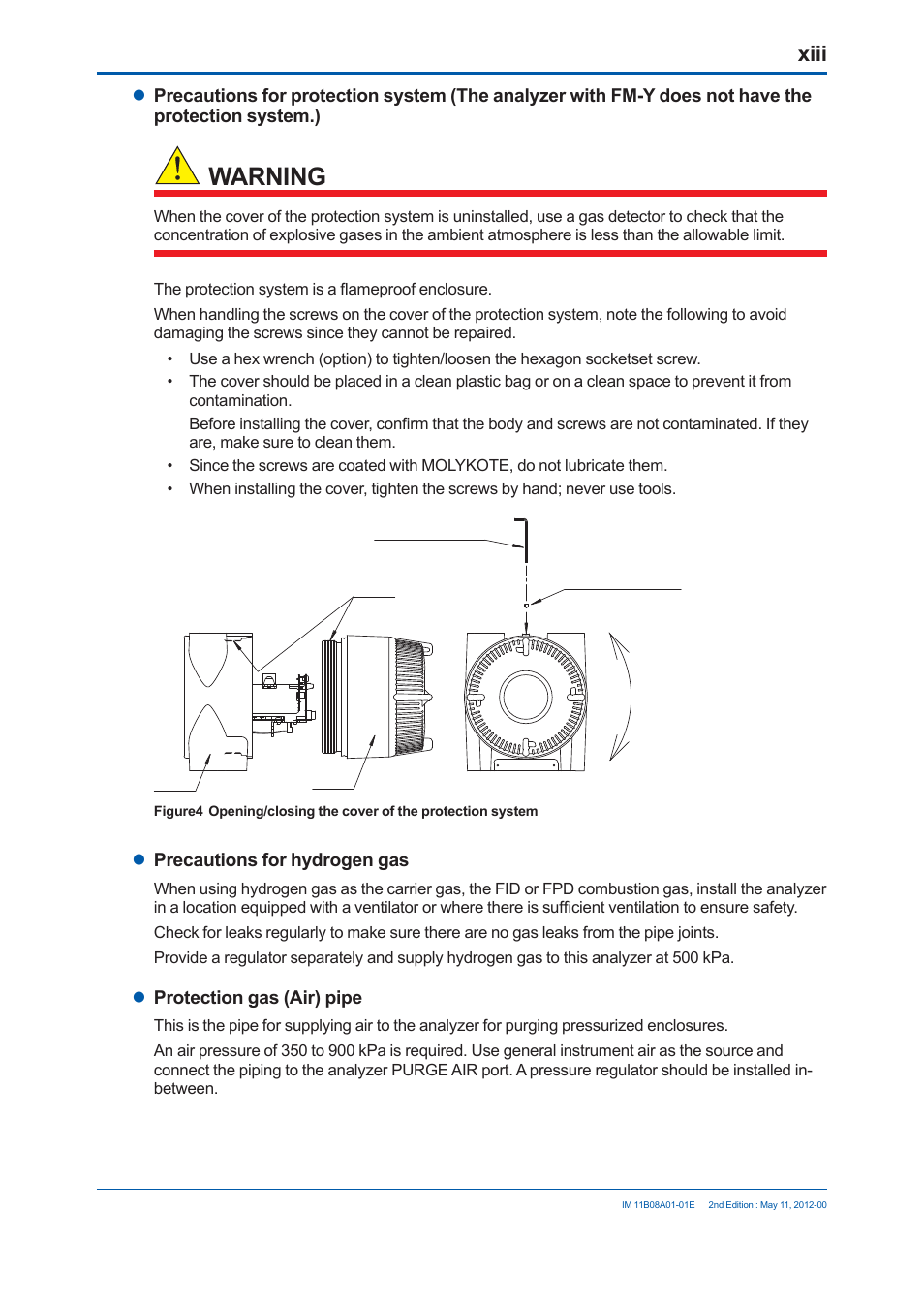 Warning, Xiii | Yokogawa GC8000 Process Gas Chromatograph User Manual | Page 14 / 537
