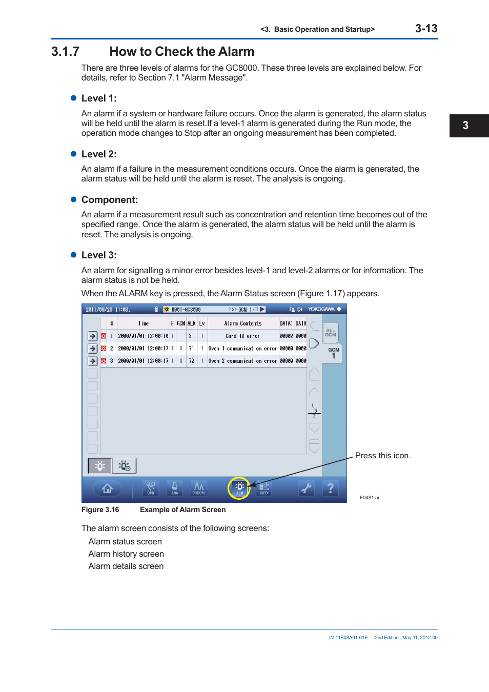 7 how to check the alarm | Yokogawa GC8000 Process Gas Chromatograph User Manual | Page 164 / 537