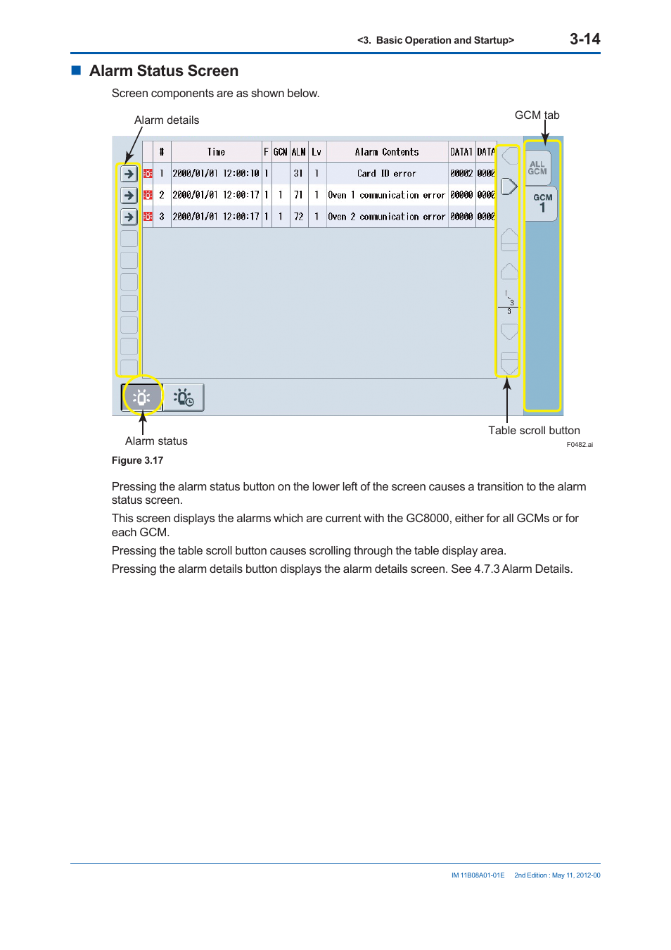 Alarm status screen | Yokogawa GC8000 Process Gas Chromatograph User Manual | Page 165 / 537