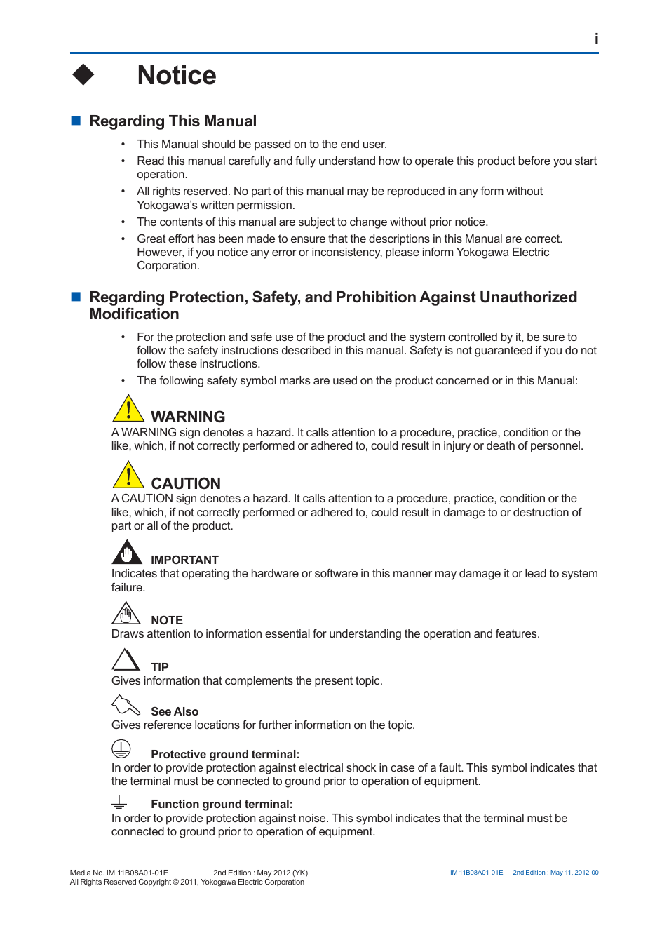 Notice, Regarding this manual, Warning | Caution | Yokogawa GC8000 Process Gas Chromatograph User Manual | Page 2 / 537