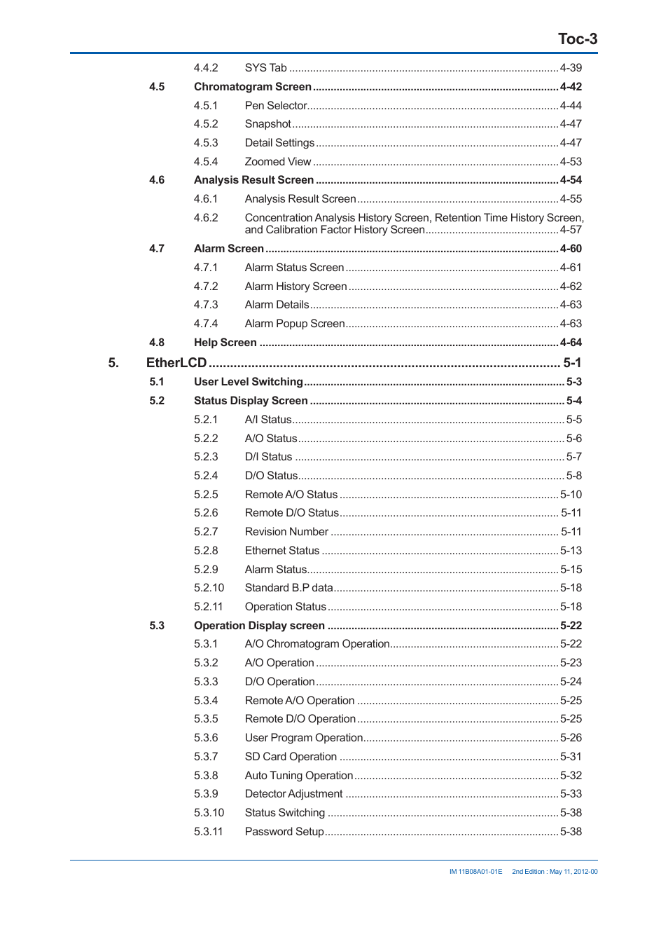 Toc-3 | Yokogawa GC8000 Process Gas Chromatograph User Manual | Page 24 / 537