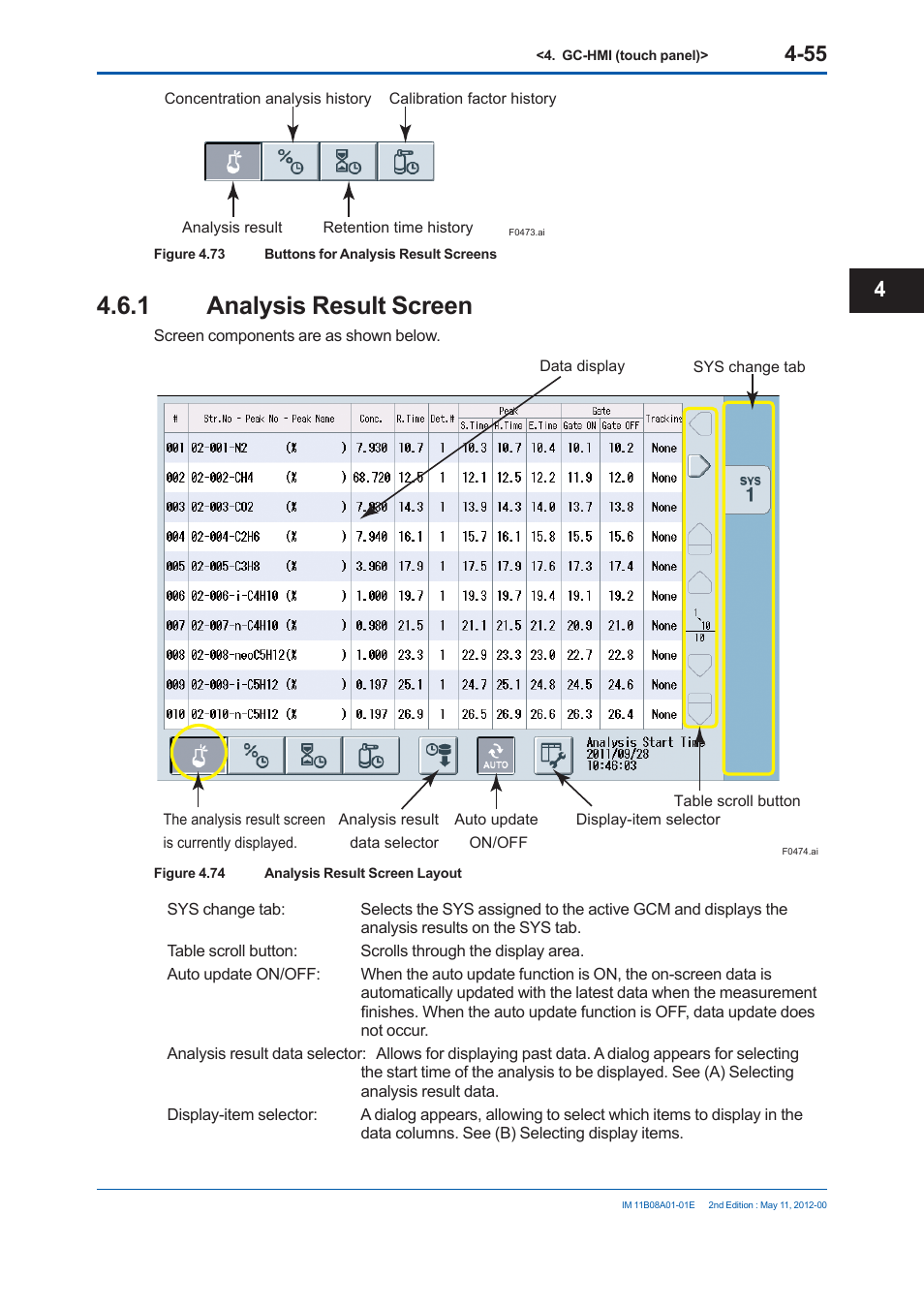 1 analysis result screen | Yokogawa GC8000 Process Gas Chromatograph User Manual | Page 242 / 537
