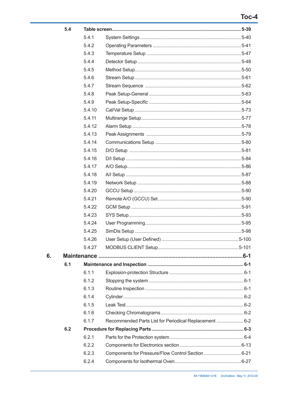 Toc-4 | Yokogawa GC8000 Process Gas Chromatograph User Manual | Page 25 / 537