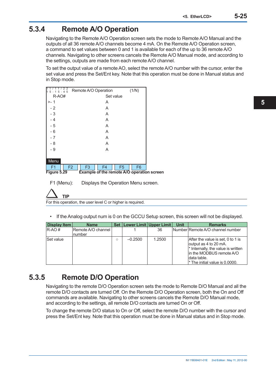 4 remote a/o operation, 5 remote d/o operation | Yokogawa GC8000 Process Gas Chromatograph User Manual | Page 276 / 537