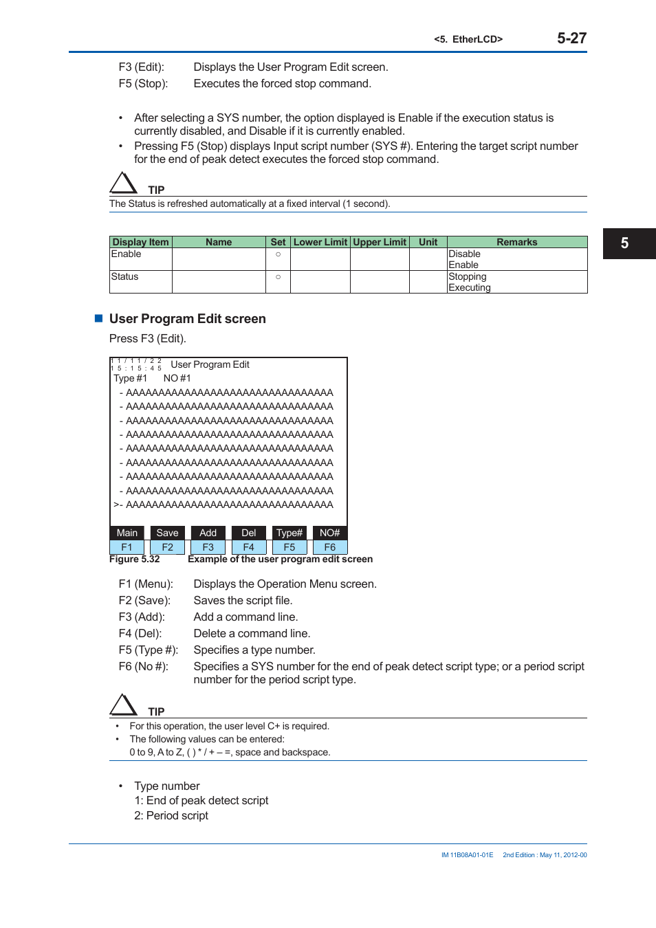 User program edit screen | Yokogawa GC8000 Process Gas Chromatograph User Manual | Page 278 / 537