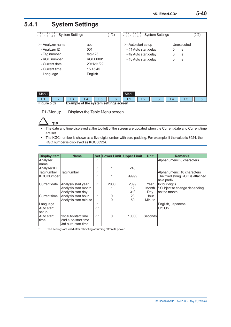 1 system settings | Yokogawa GC8000 Process Gas Chromatograph User Manual | Page 291 / 537