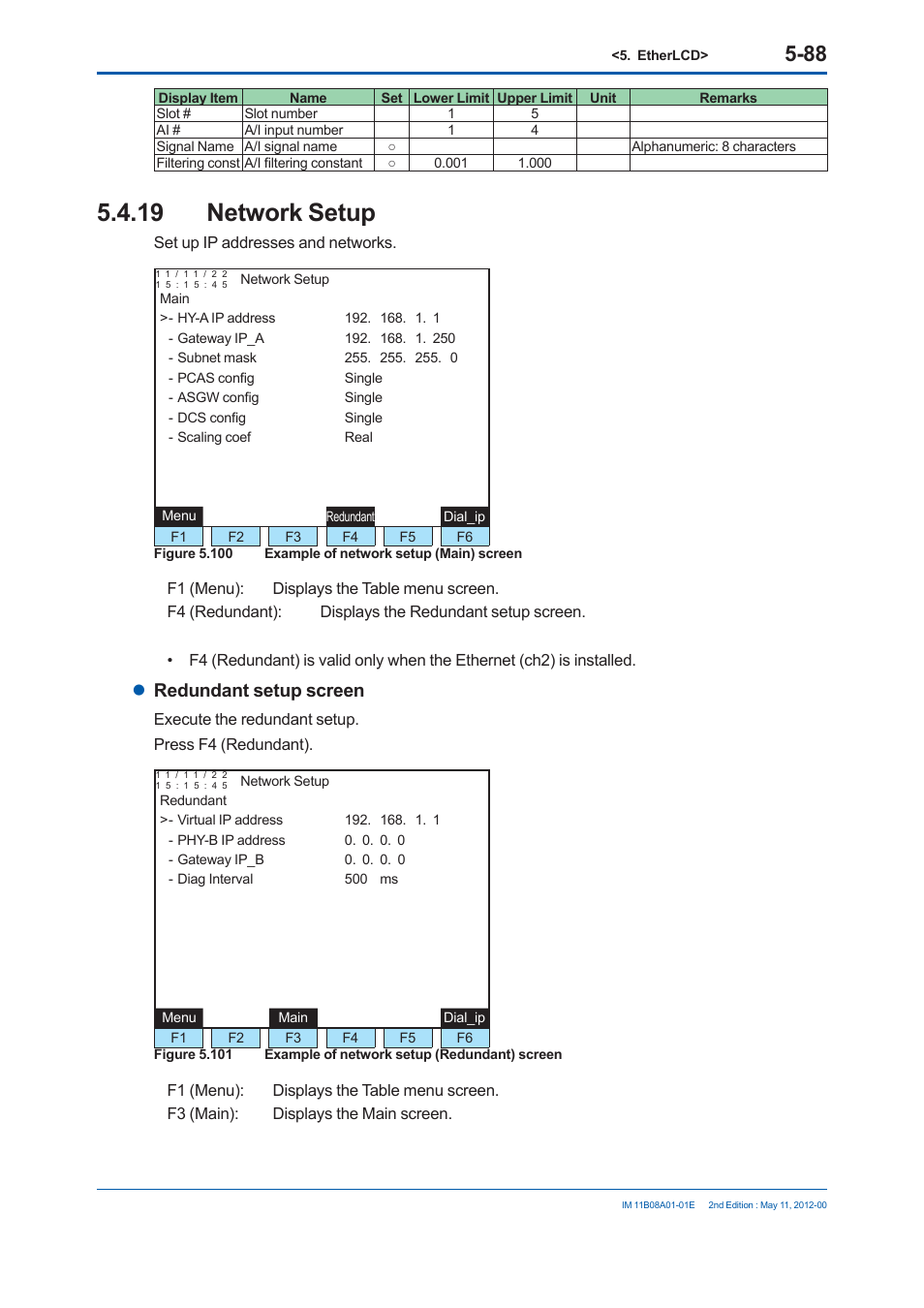 19 network setup, Redundant setup screen | Yokogawa GC8000 Process Gas Chromatograph User Manual | Page 339 / 537