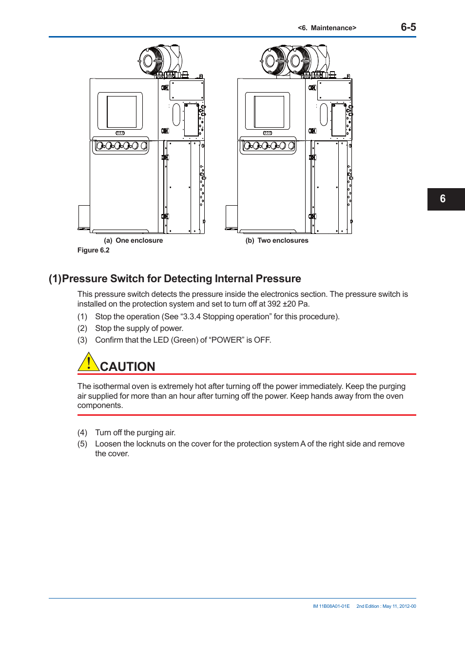Caution, 1) pressure switch for detecting internal pressure | Yokogawa GC8000 Process Gas Chromatograph User Manual | Page 358 / 537