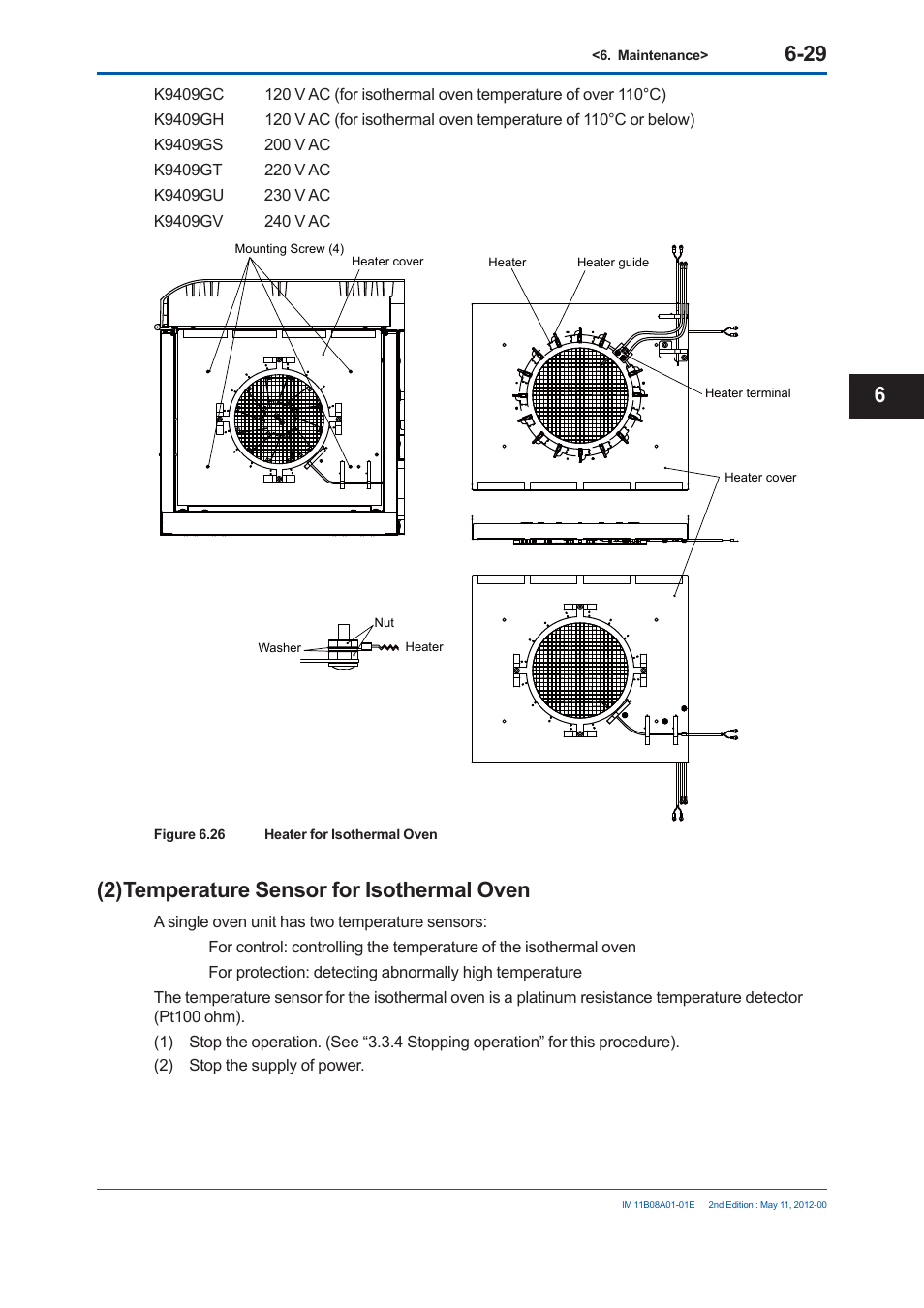 2) temperature sensor for isothermal oven | Yokogawa GC8000 Process Gas Chromatograph User Manual | Page 382 / 537