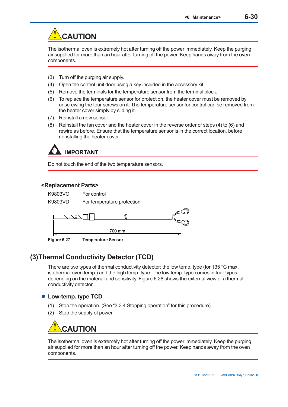 Caution, 3) thermal conductivity detector (tcd) | Yokogawa GC8000 Process Gas Chromatograph User Manual | Page 383 / 537