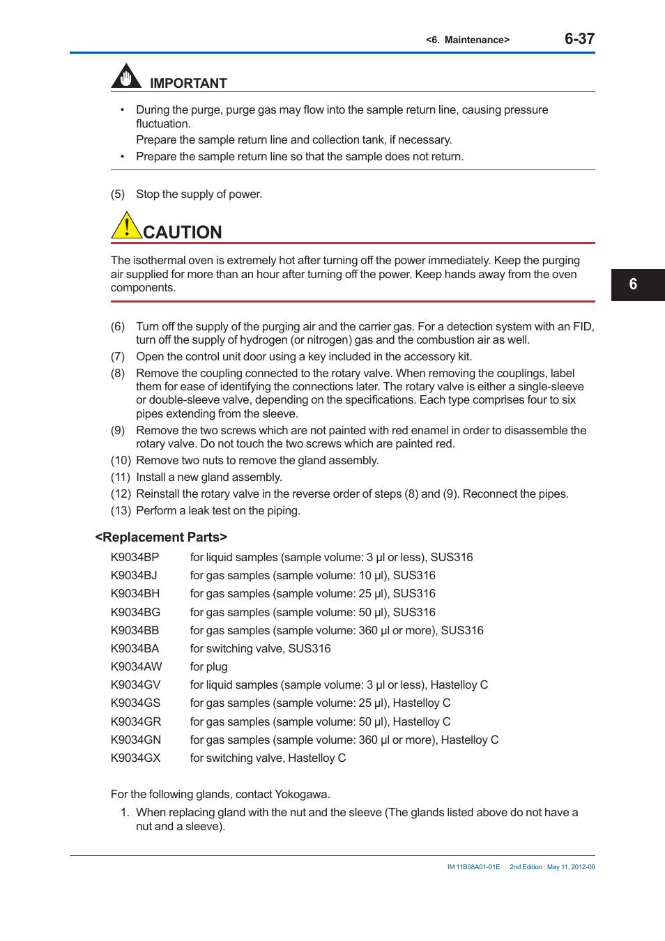 Caution | Yokogawa GC8000 Process Gas Chromatograph User Manual | Page 390 / 537