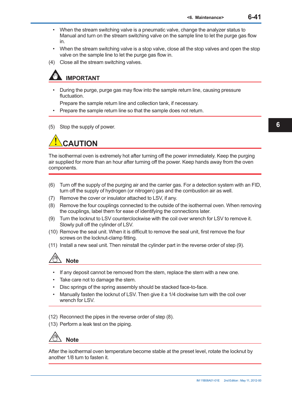 Caution | Yokogawa GC8000 Process Gas Chromatograph User Manual | Page 394 / 537