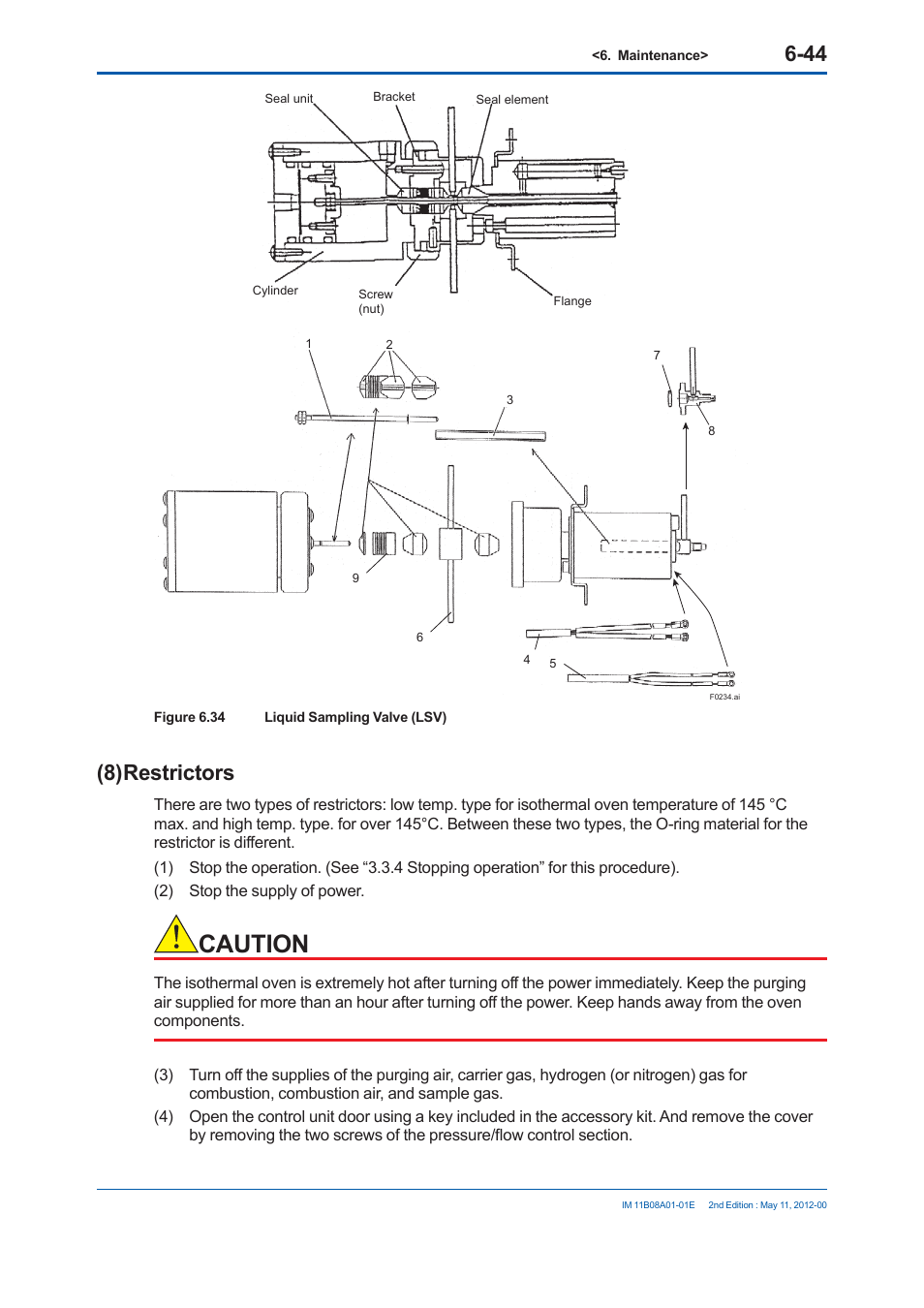 Caution, 8) restrictors | Yokogawa GC8000 Process Gas Chromatograph User Manual | Page 397 / 537