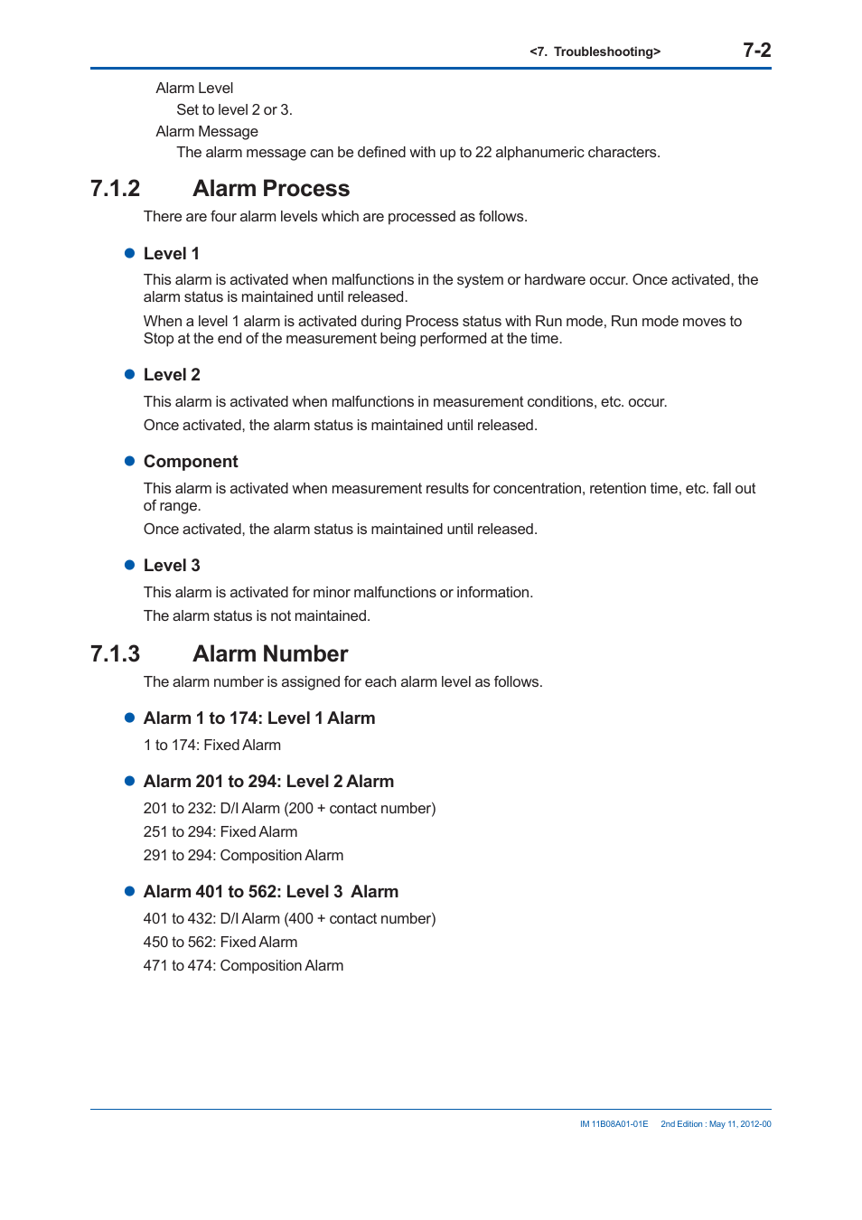 2 alarm process, 3 alarm number | Yokogawa GC8000 Process Gas Chromatograph User Manual | Page 415 / 537