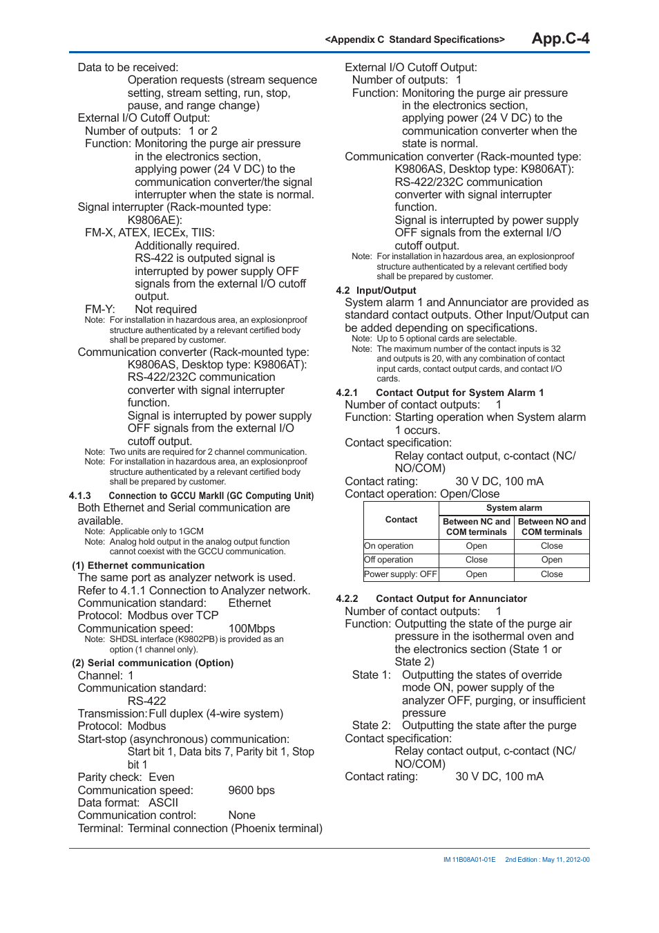 App.c-4 | Yokogawa GC8000 Process Gas Chromatograph User Manual | Page 441 / 537