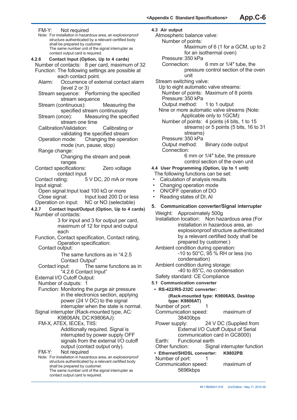 App.c-6 | Yokogawa GC8000 Process Gas Chromatograph User Manual | Page 443 / 537
