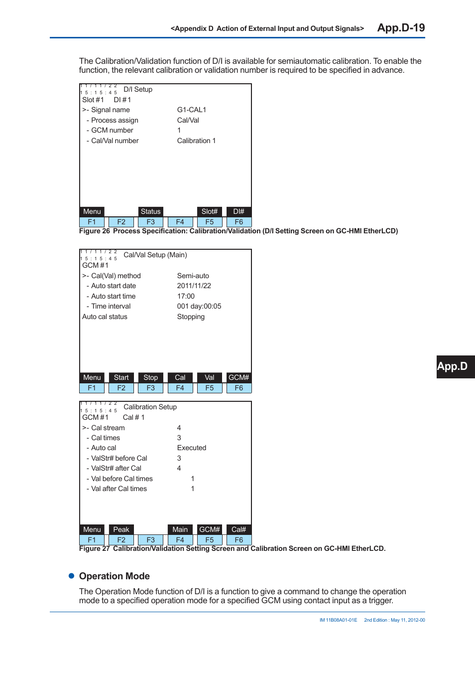 App.d-19, App.d, Operation mode | Yokogawa GC8000 Process Gas Chromatograph User Manual | Page 464 / 537