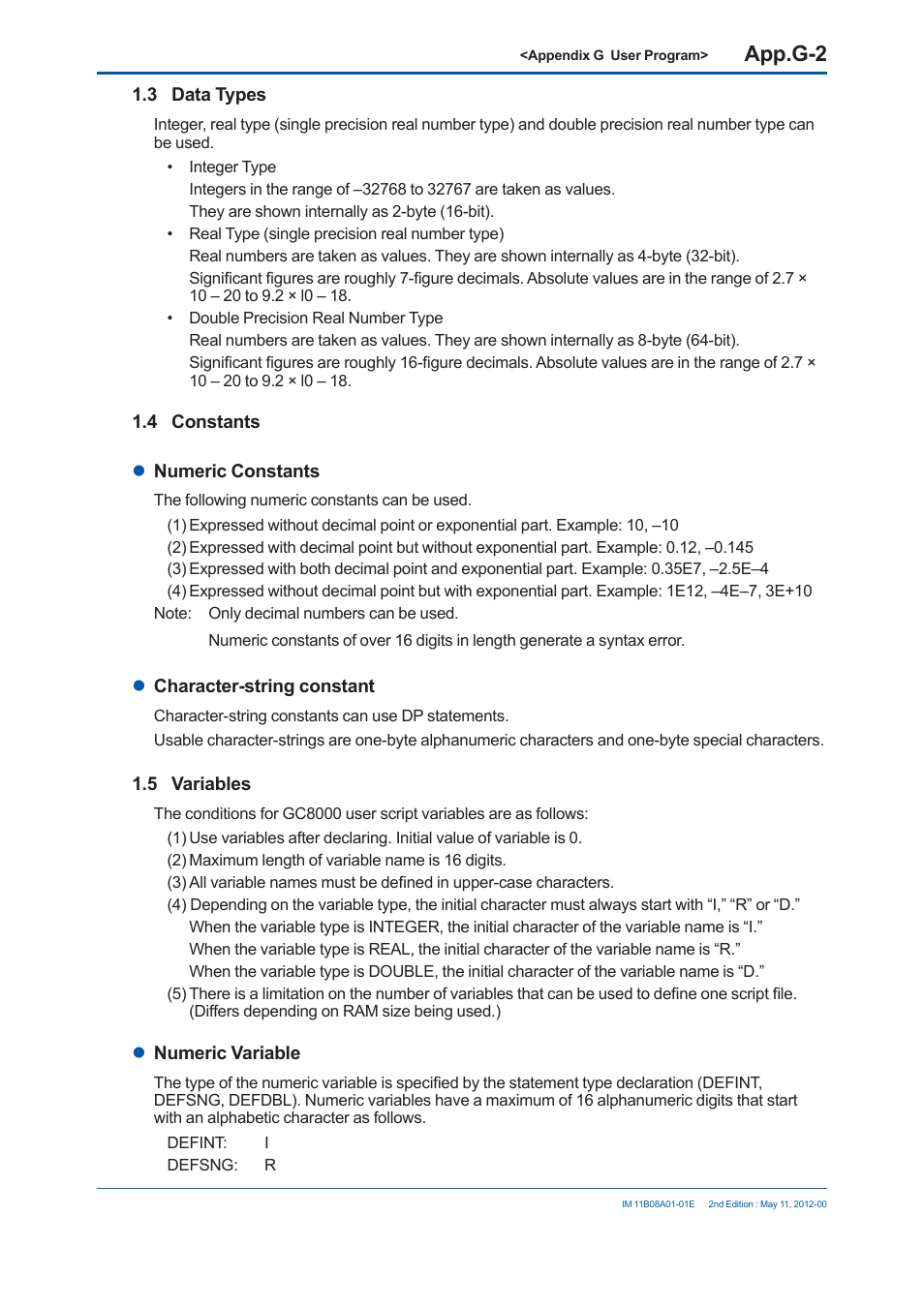 App.g-2 | Yokogawa GC8000 Process Gas Chromatograph User Manual | Page 501 / 537
