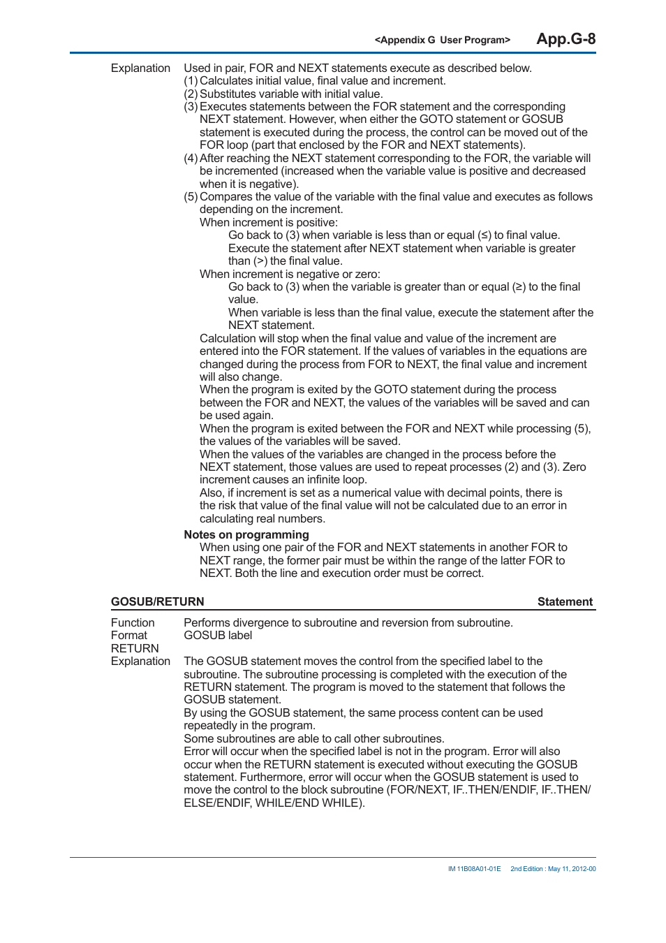 App.g-8 | Yokogawa GC8000 Process Gas Chromatograph User Manual | Page 507 / 537
