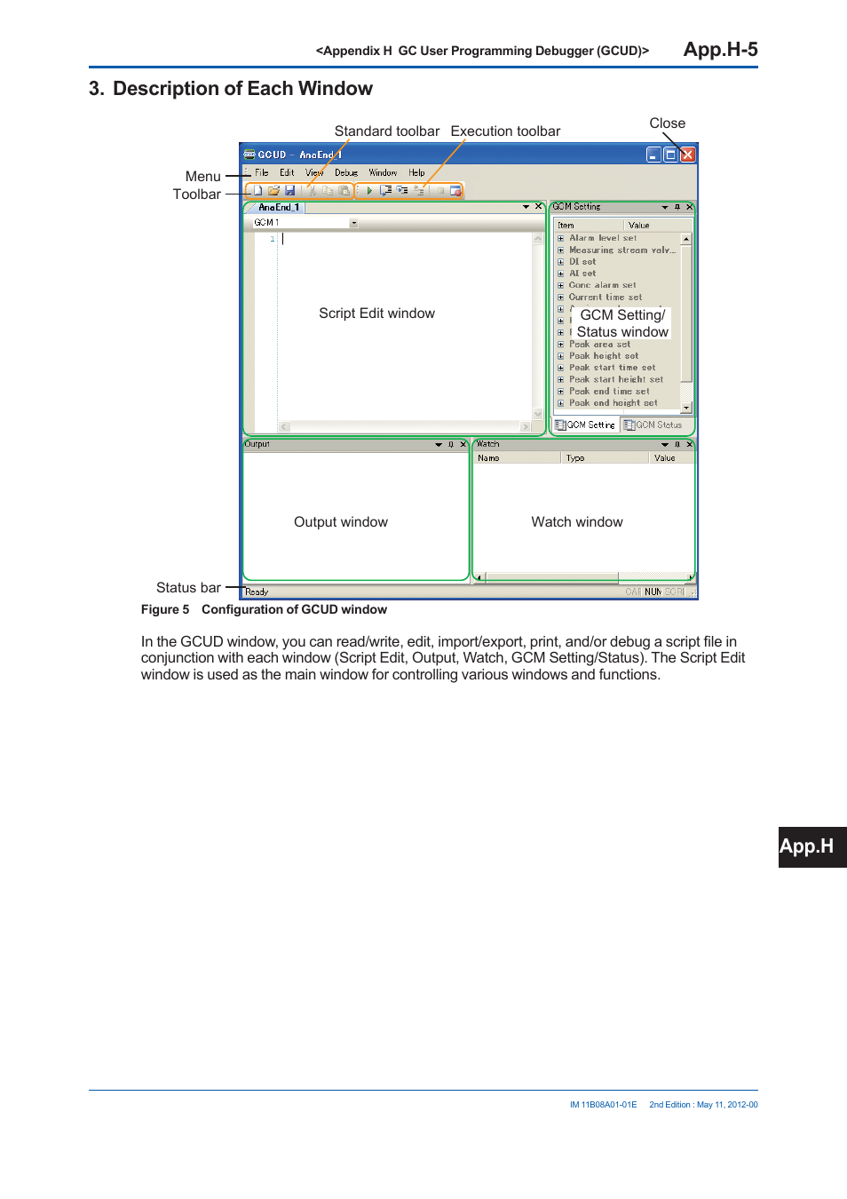 App.h-5, Description of each window, App.h | Yokogawa GC8000 Process Gas Chromatograph User Manual | Page 522 / 537