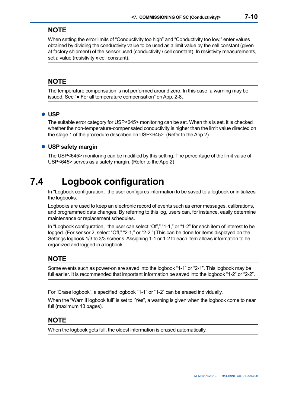 4 logbook configuration, Logbook configuration -10 | Yokogawa 2-Wire Dual Channel Transmitter/Analyzer FLXA21 User Manual | Page 102 / 246