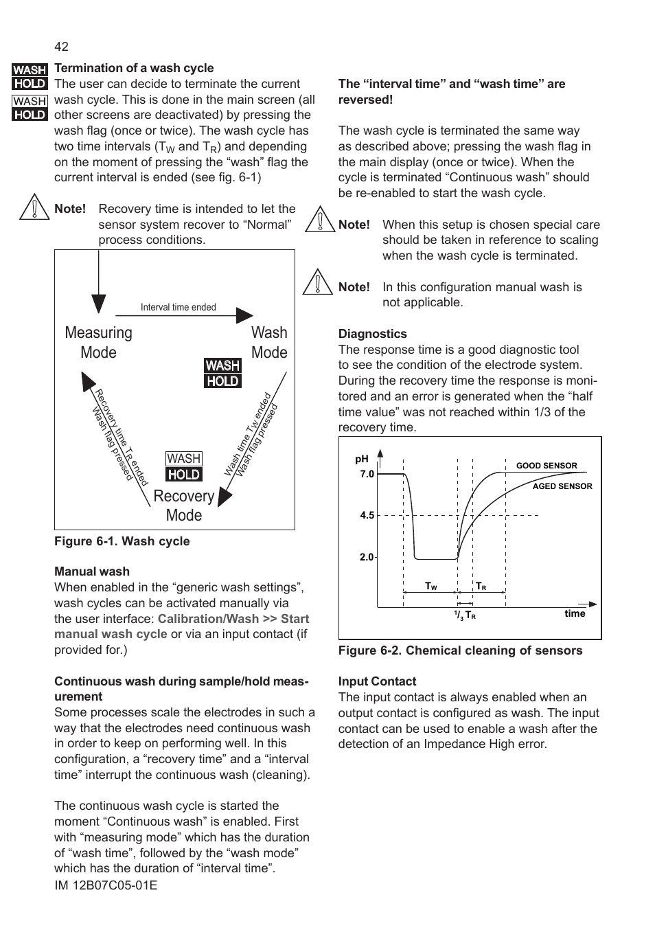 Measuring mode wash mode recovery mode | Yokogawa EXAxt PH450 4-Wire Analyzer for pH and ORP User Manual | Page 50 / 69