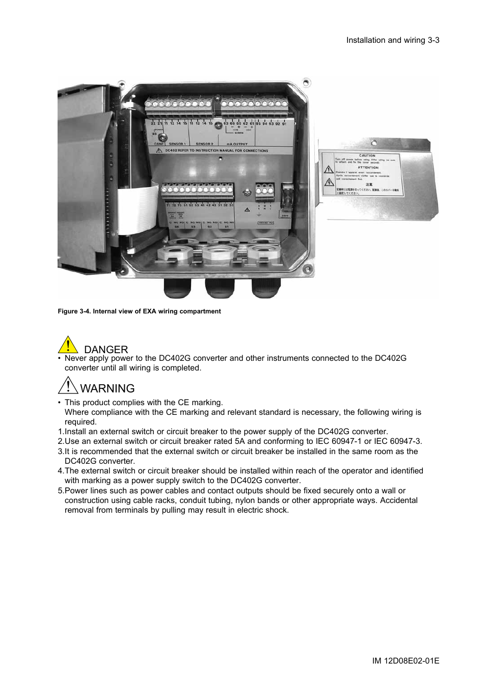 Warning, Danger | Yokogawa EXA DC402 Dual-Channel Conductivity Analyzer User Manual | Page 14 / 80