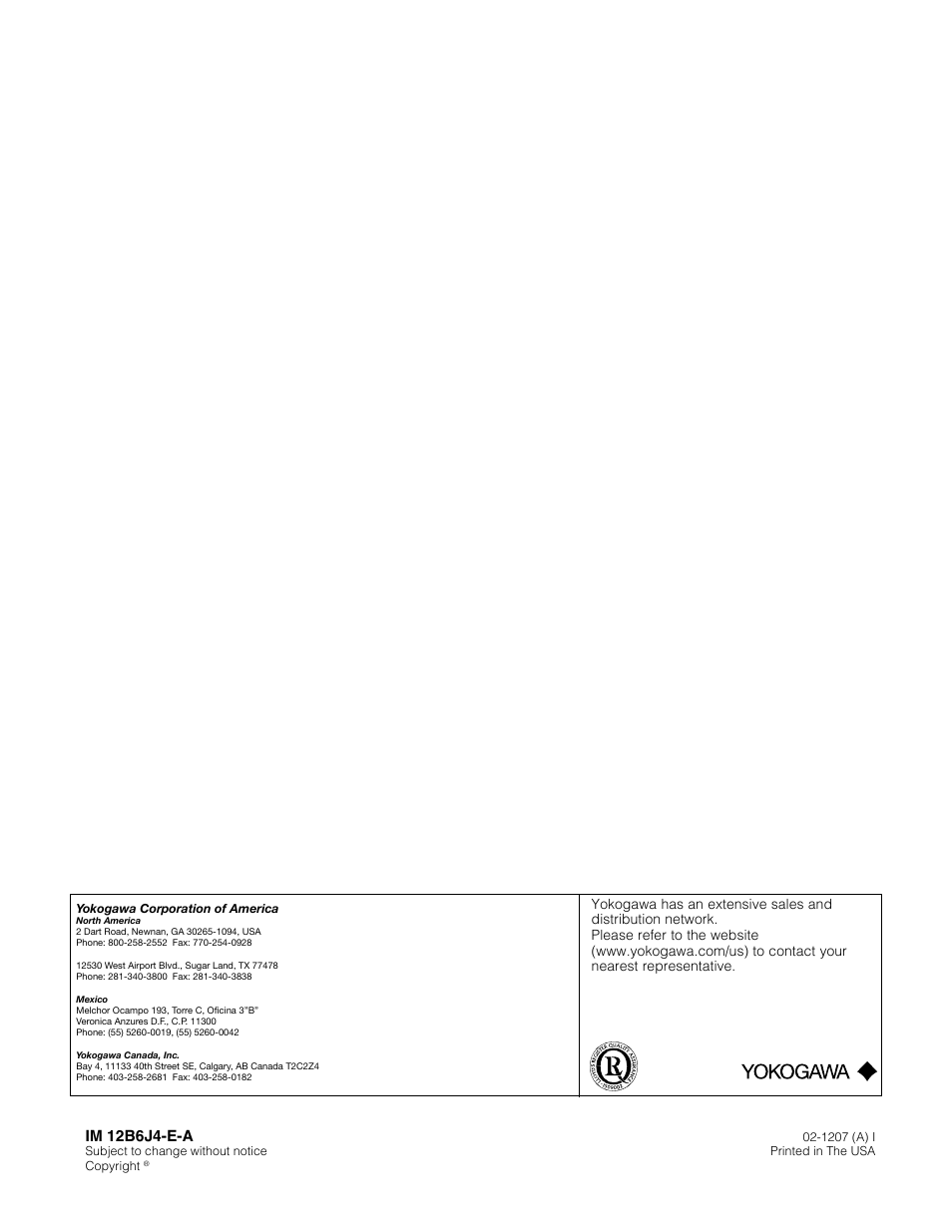 Yokogawa PH18 Differential pH Sensor User Manual | Page 18 / 18