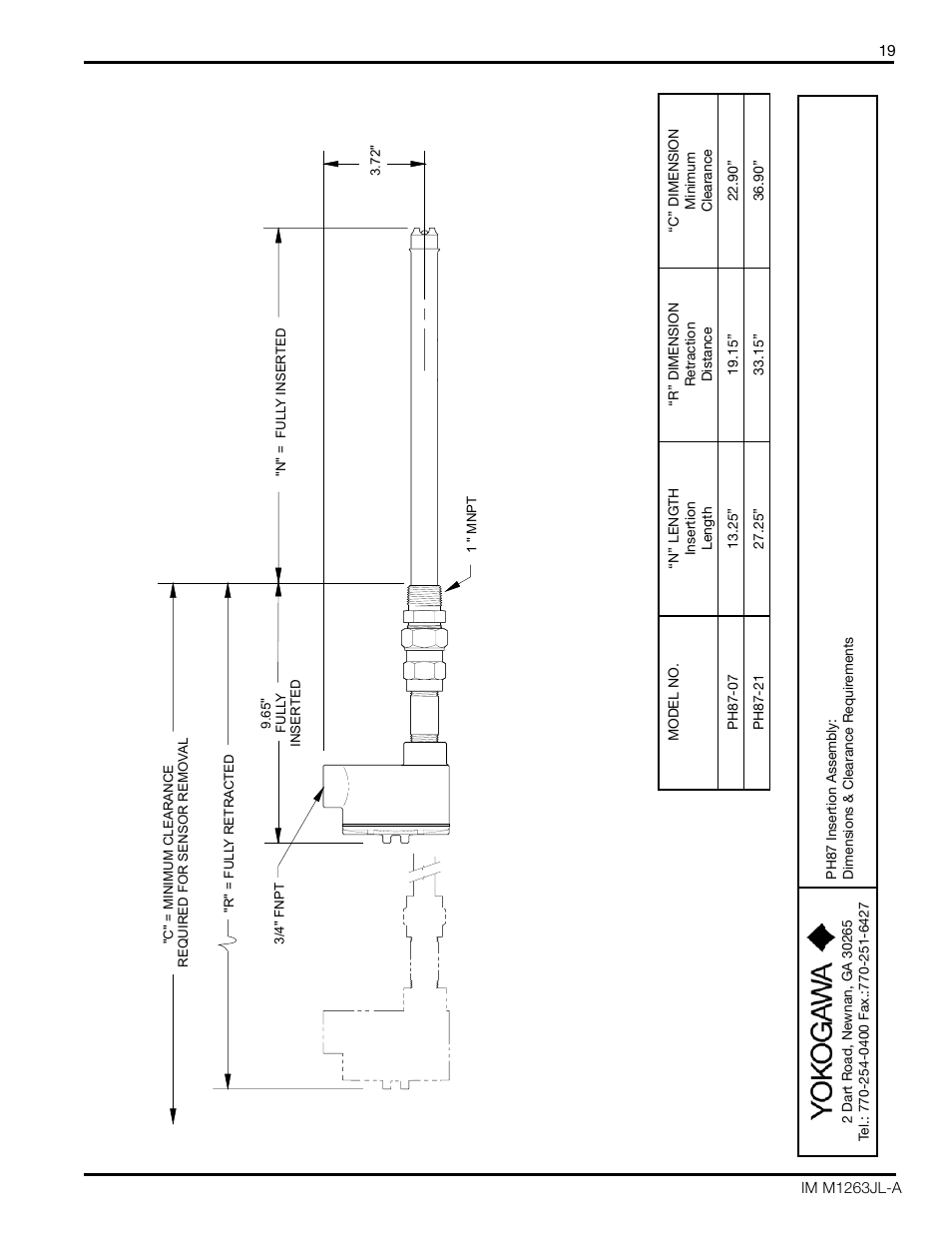 P2254 | Yokogawa pH/ORP Retractable PH97 User Manual | Page 19 / 20