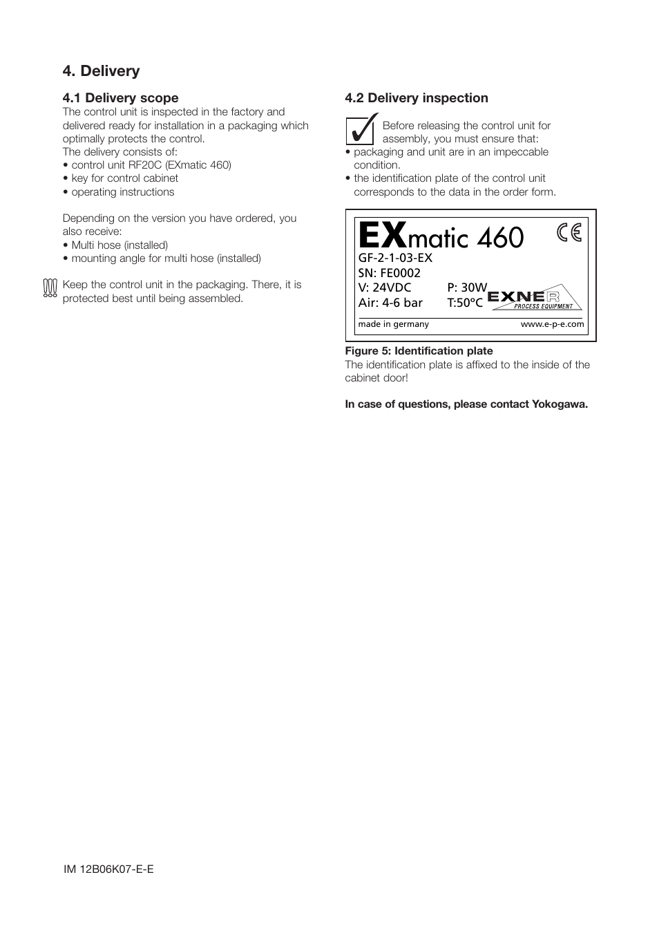 Matic 460, Delivery | Yokogawa Pneumatic Retractables RF20H User Manual | Page 8 / 20